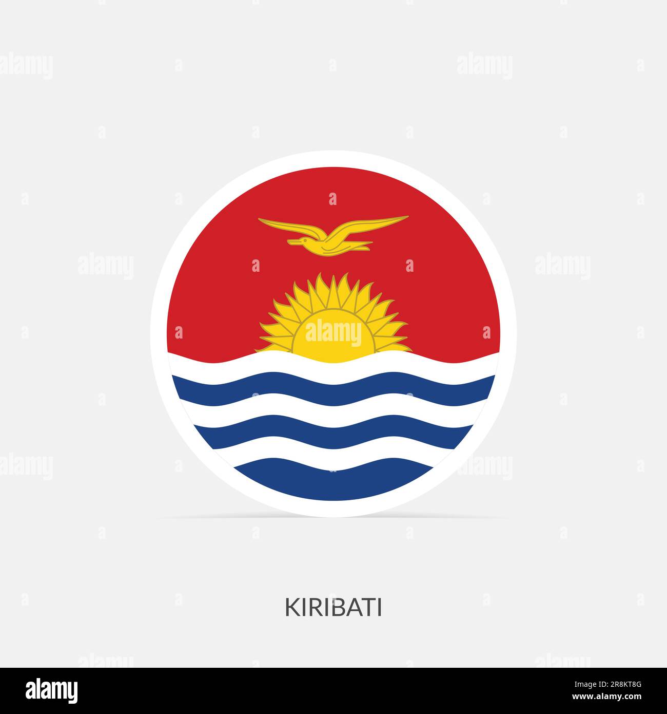 Kiribati round flag icon with shadow. Stock Vector