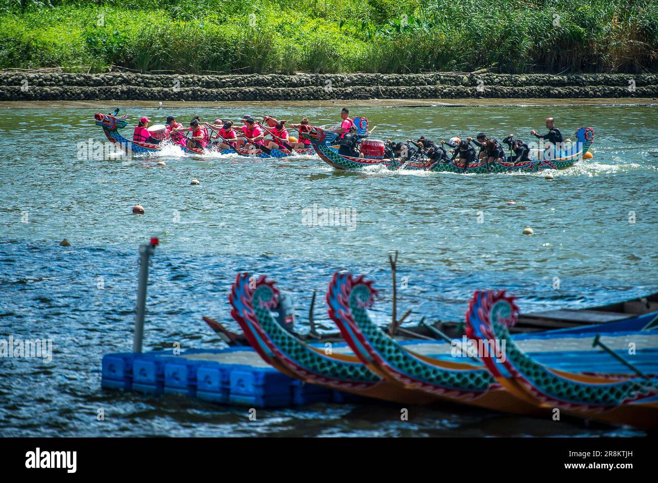 Taipei. 22nd June, 2023. Crew members participate in a traditional
