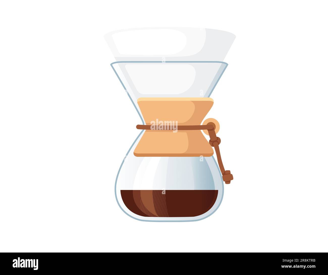 Drip Coffee Brewing with filter seeping vector illustration isolated on