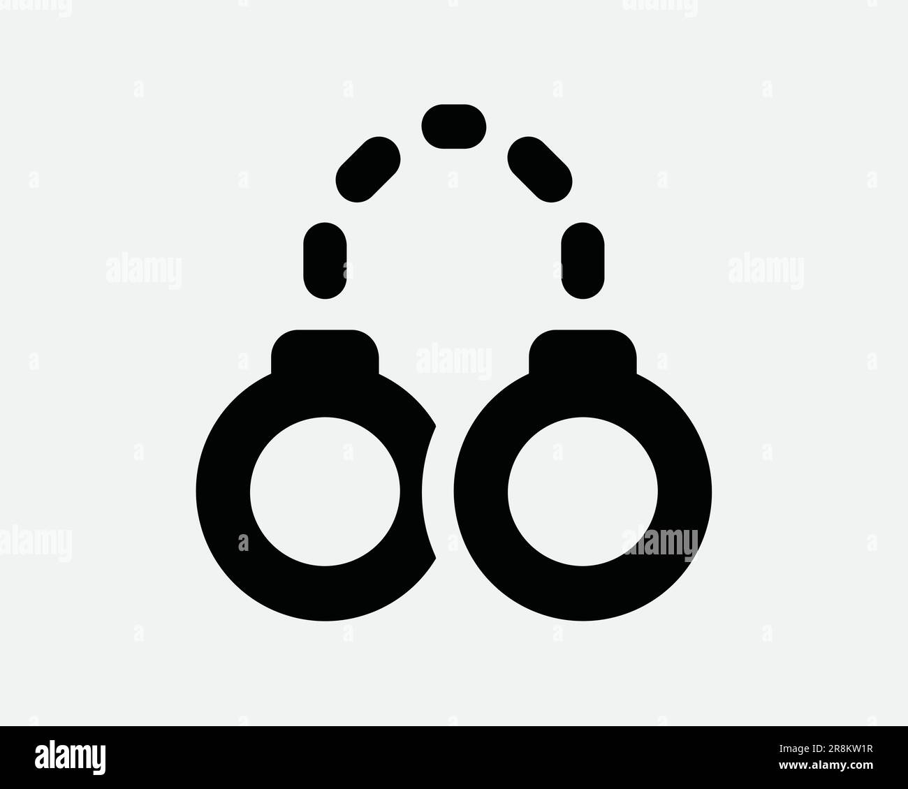 Handcuff Chain Icon. Handcuffs Lock Tie Crime Law Enforcement Security Bondage Slave. Black White Sign Symbol Illustration Artwork Clipart EPS Vector Stock Vector