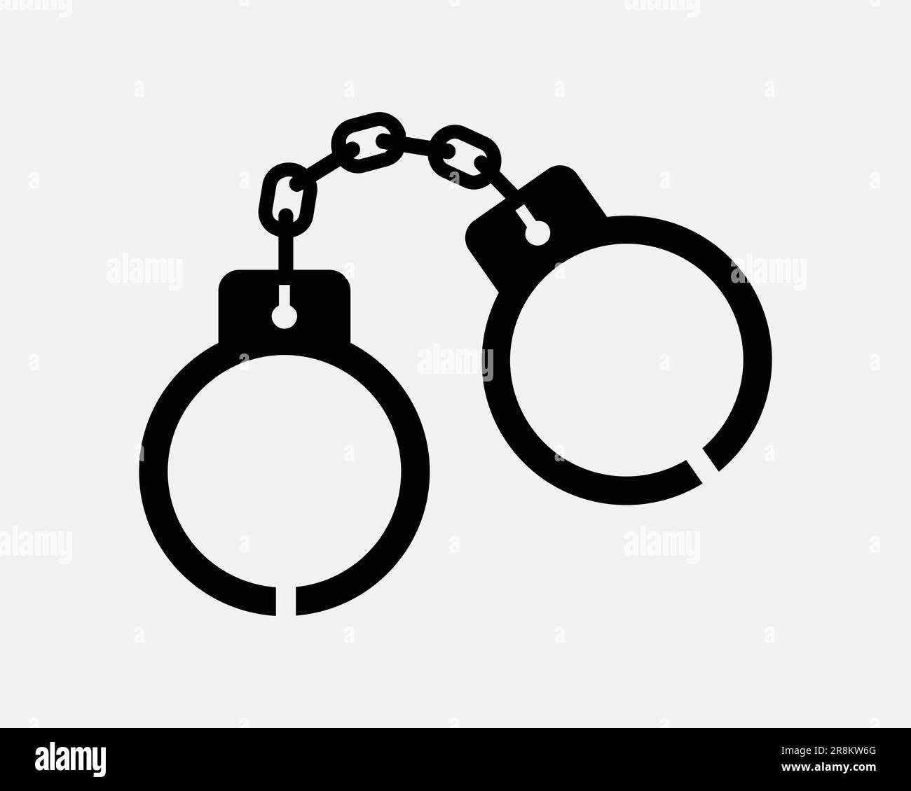 Handcuffs Icon. Arrest Criminal Crime Jail Prison Justice Slave Slavery Trap Punish Police Black White Sign Symbol Artwork Graphic Clipart EPS Vector Stock Vector