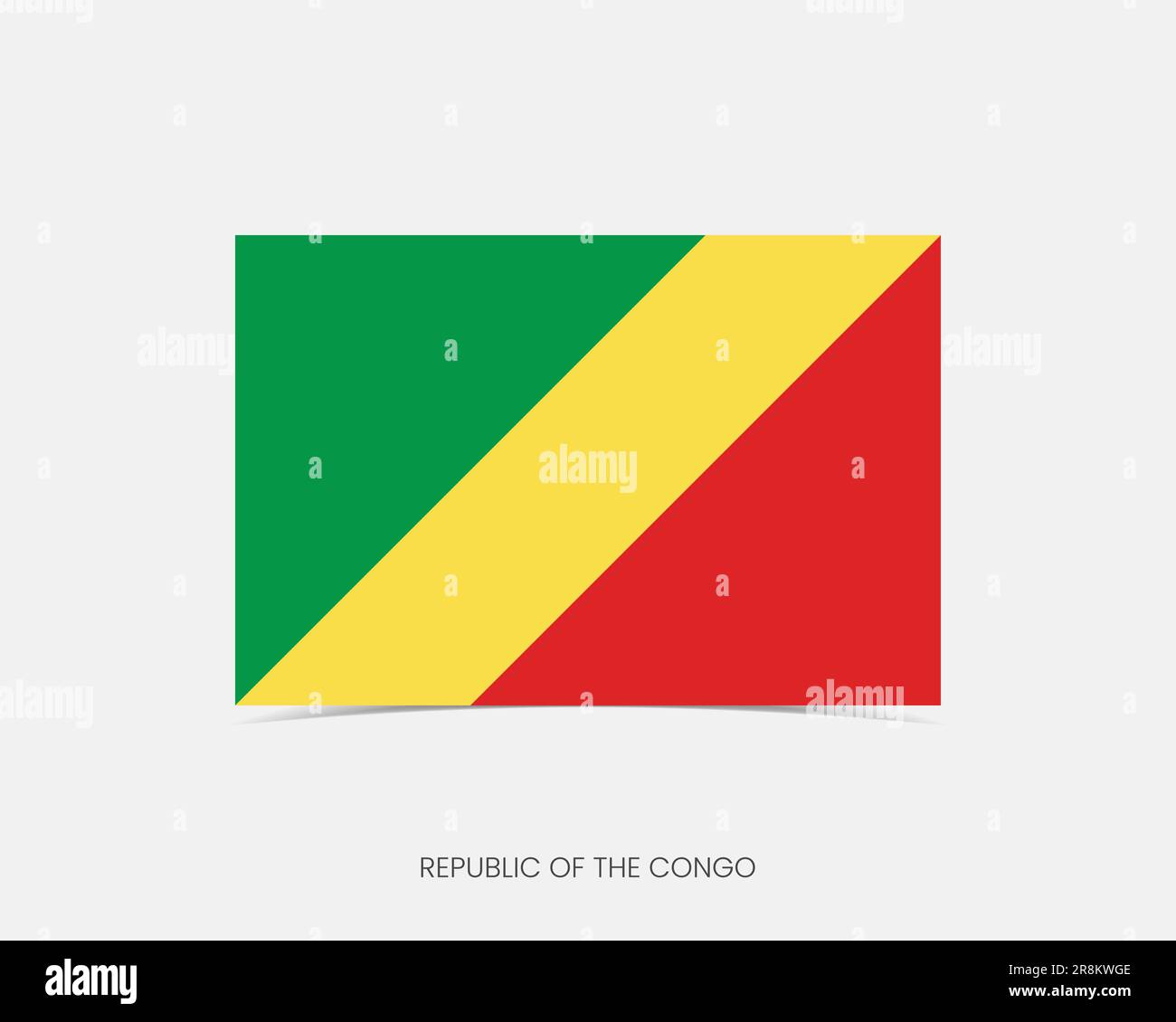 Republic of the Congo Rectangle flag icon with shadow. Stock Vector