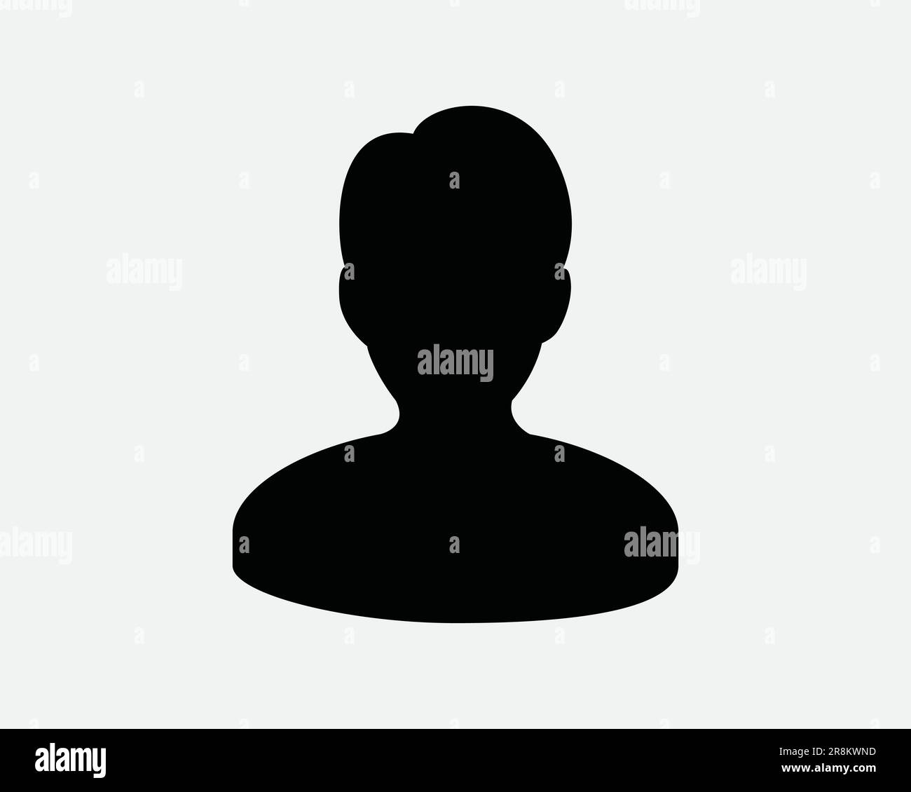 Man Head Silhouette Icon. Person User Social Account Profile Character Avatar Black White Sign Symbol Illustration Artwork Graphic Clipart EPS Vector Stock Vector