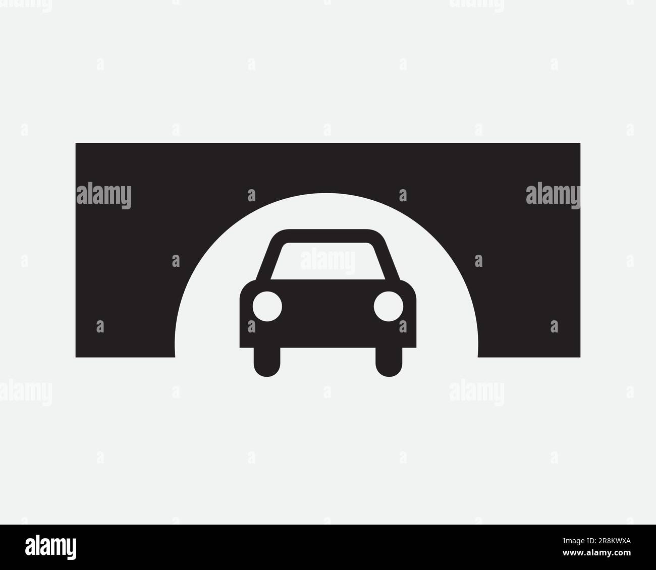 Car Tunnel Exit Icon. Arch Bridge Under Underneath Road Traffic Structure Black and White Sign Symbol Illustration Artwork Graphic Clipart EPS Vector Stock Vector