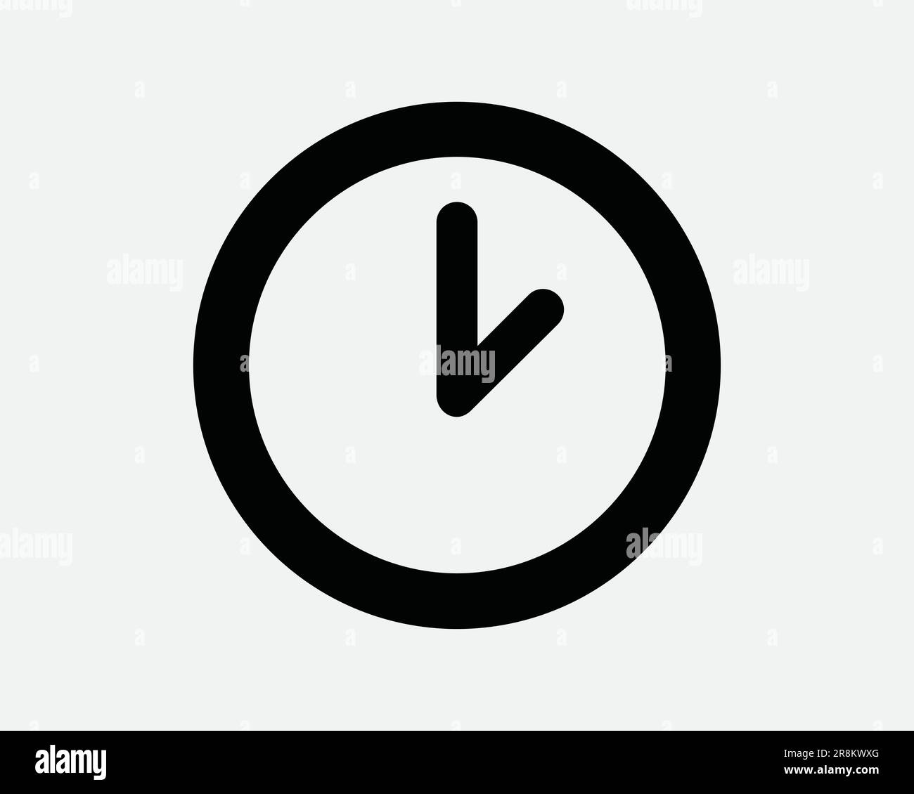 Clock Line Icon. Analogue Watch Timer Alarm Stopwatch Time Reminder Deadline. Black White Sign