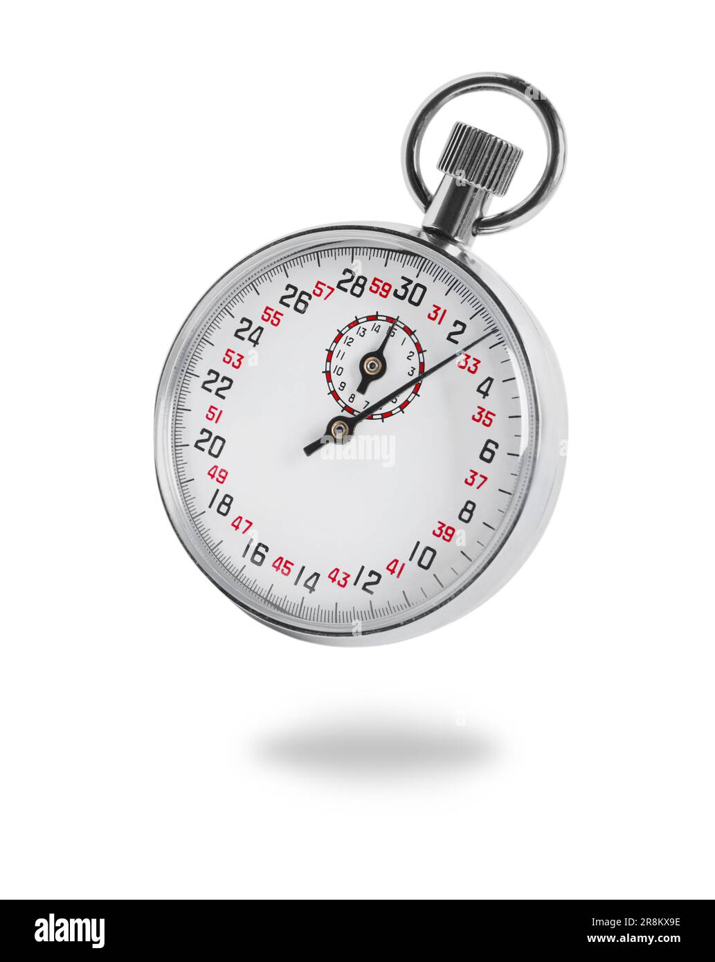 Concept of time. Vintage timer in air on white background Stock Photo ...