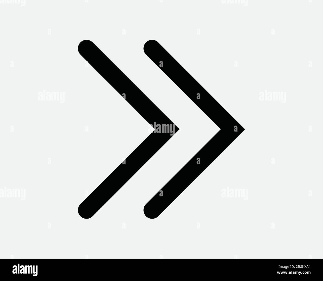 Double Right Arrow Icon. Direction Navigation Path Route Next Skip Forward. Black White Sign Symbol Illustration Artwork Graphic Clipart EPS Vector Stock Vector