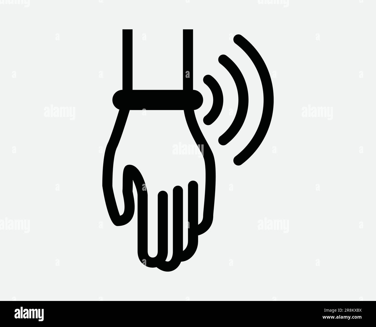 Wearable Technology Icon. Smart Watch Band Wireless Signal Connection Network Black White Sign Symbol Illustration Artwork Graphic Clipart EPS Vector Stock Vector