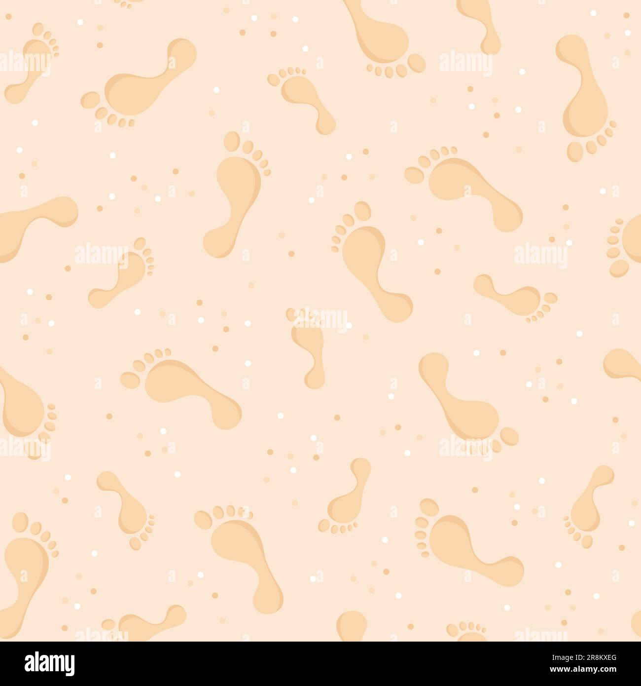 Seamless pattern of footprints on the beach sand. Vector illustration in flat style Stock Vector