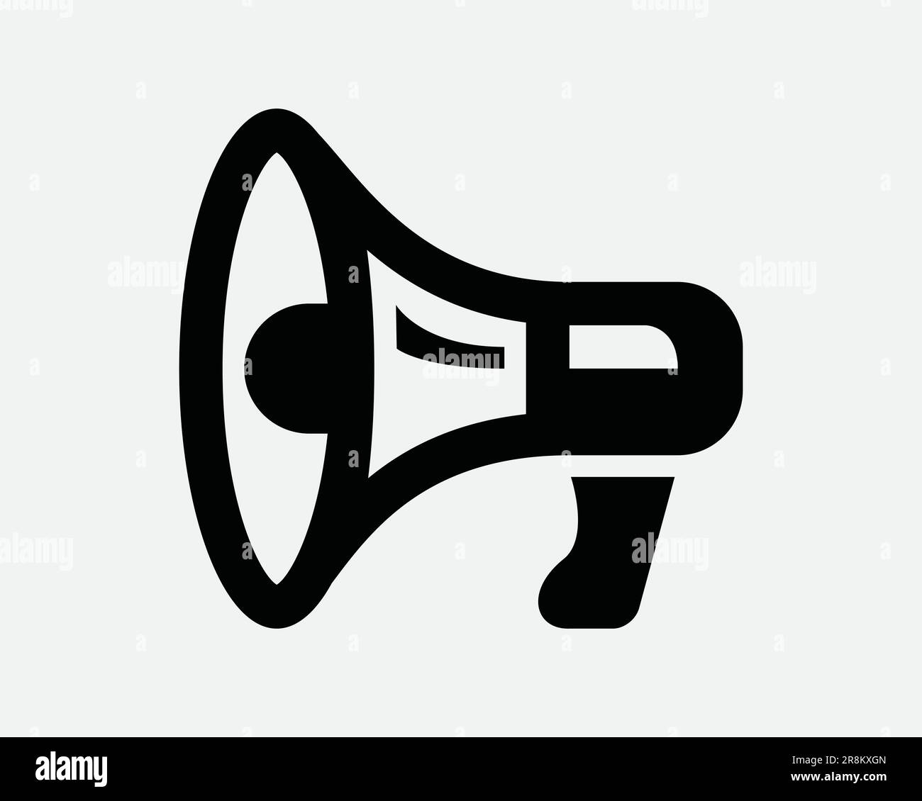 Megaphone Icon. Loudspeaker Speaker Bullhorn Announcement Message Announce Broadcast Alert Black White Sign Symbol Artwork Graphic Clipart EPS Vector Stock Vector
