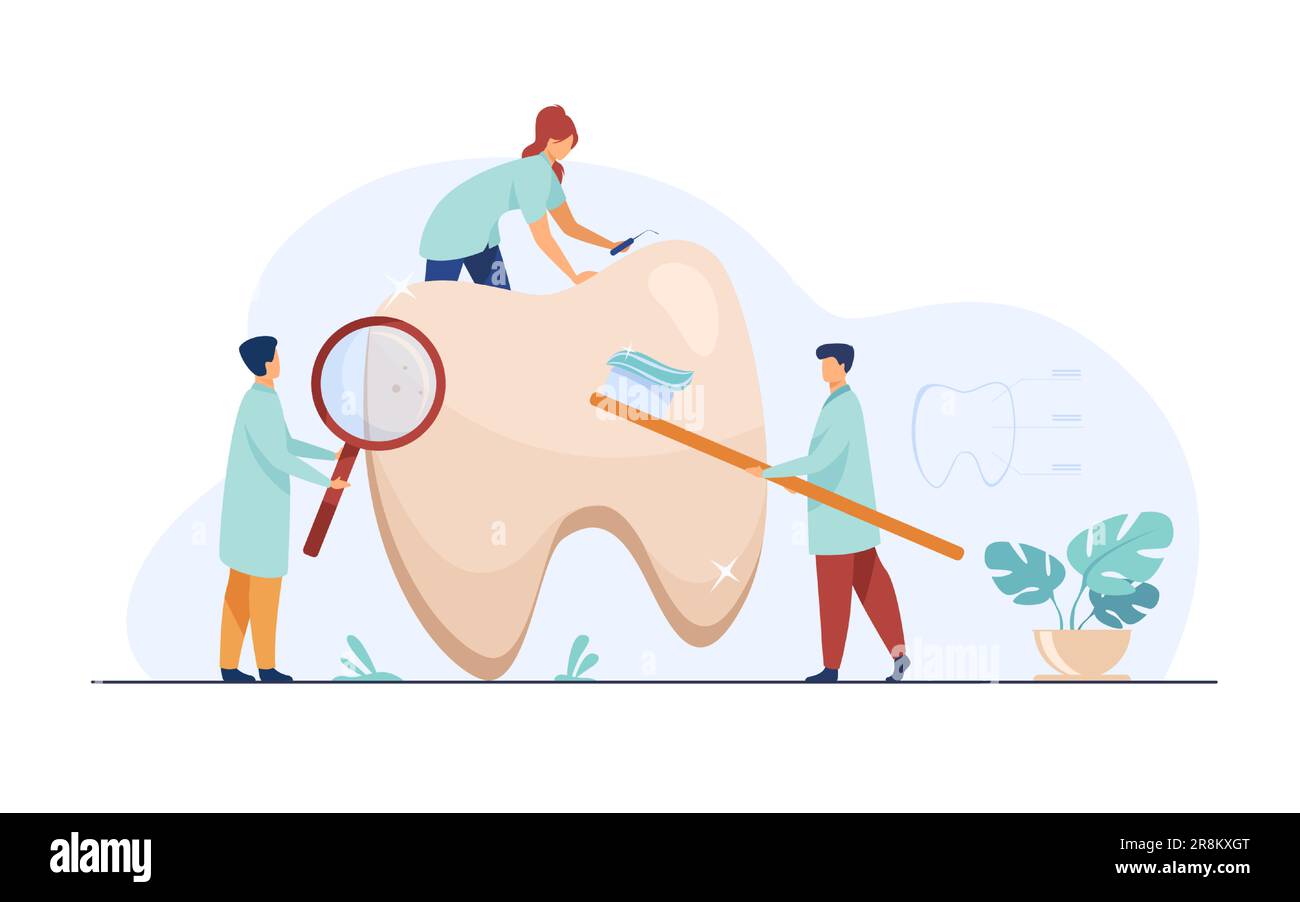Team of dentists taking care of teeth Stock Vector Image & Art Alamy