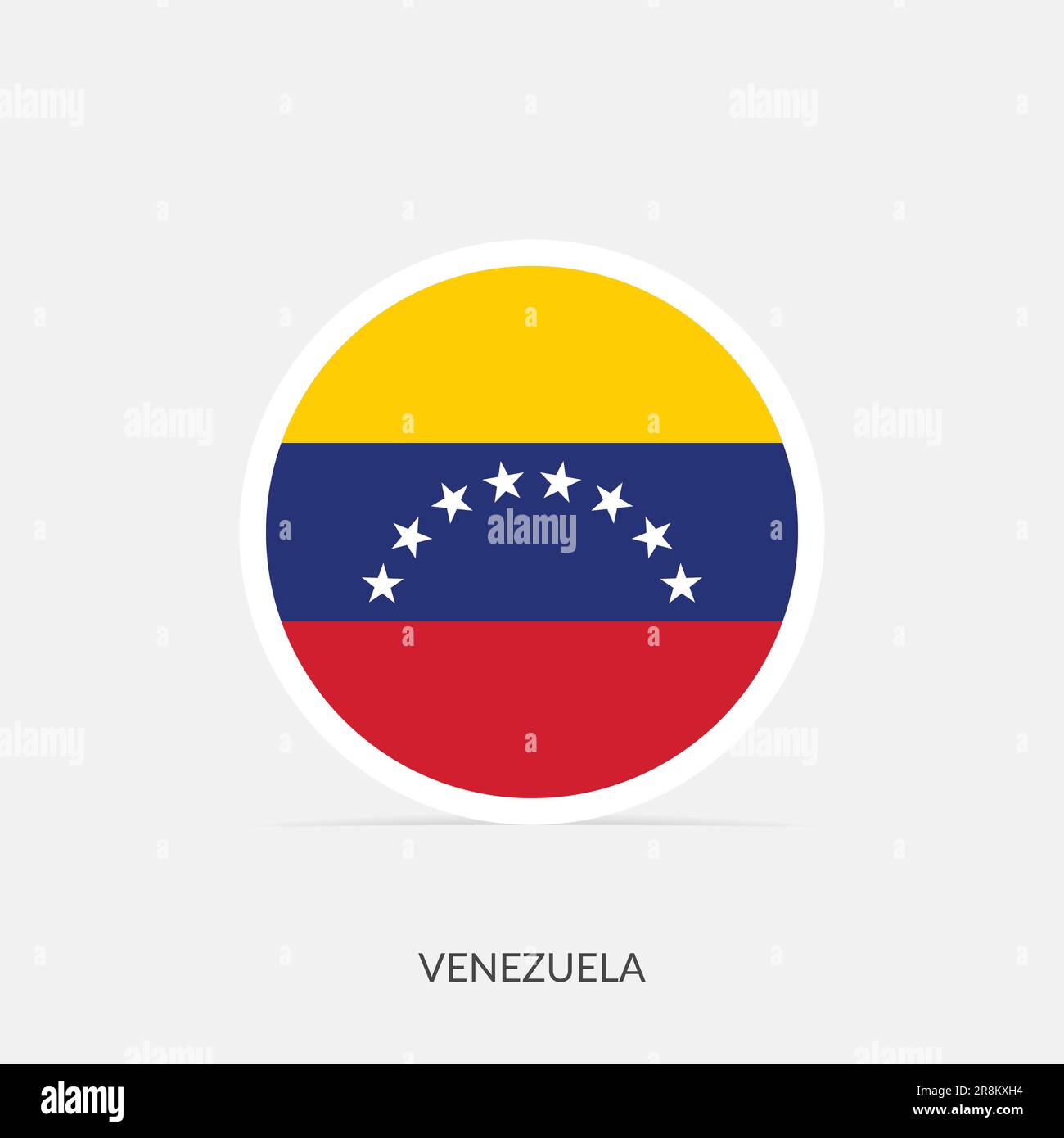 Venezuela round flag icon with shadow. Stock Vector