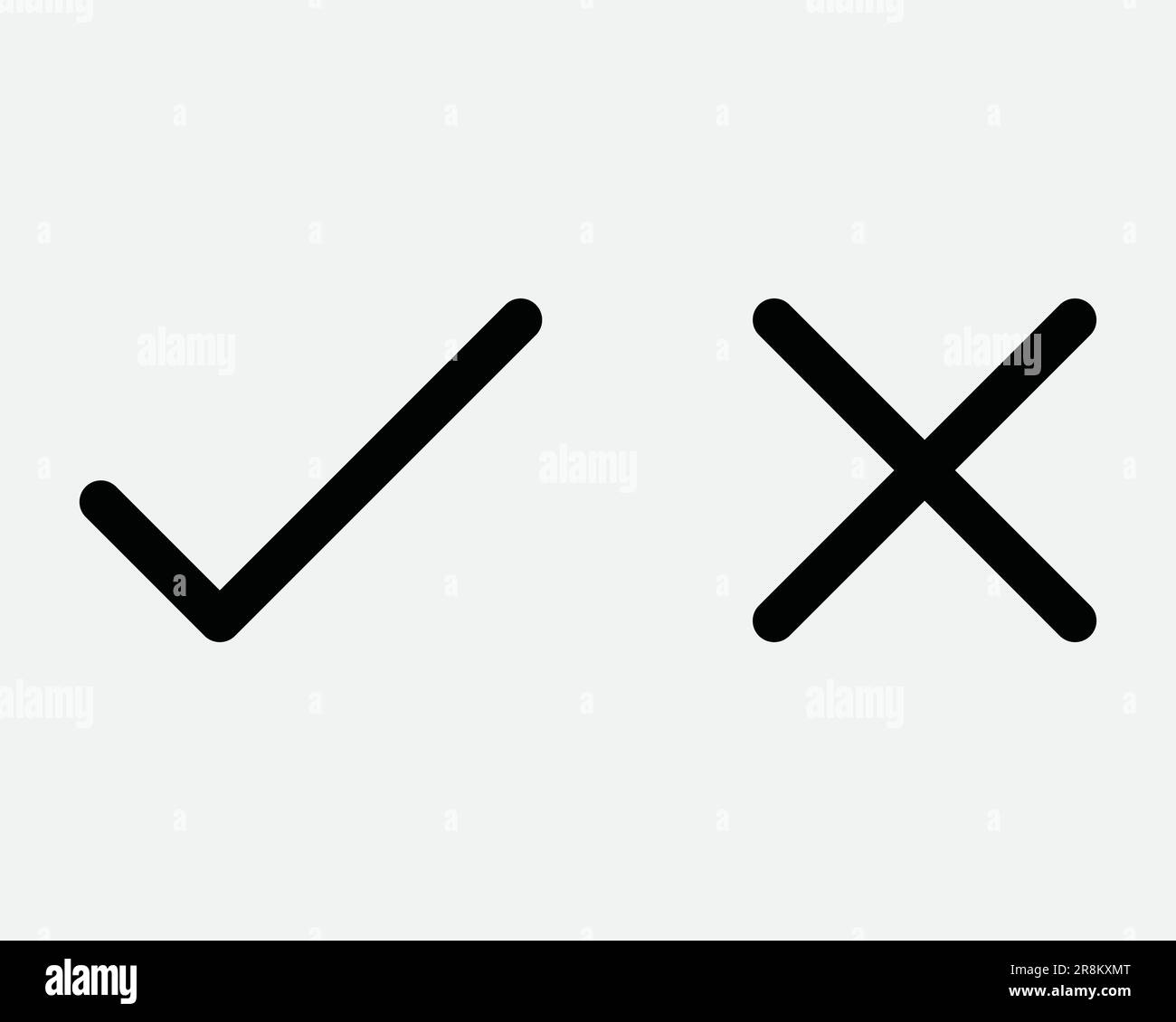 Right and Wrong Icon. Tick Cross Correct Incorrect Okay OK Status Positive Negative True False. Black White Sign Symbol Graphic Clipart EPS Vector Stock Vector