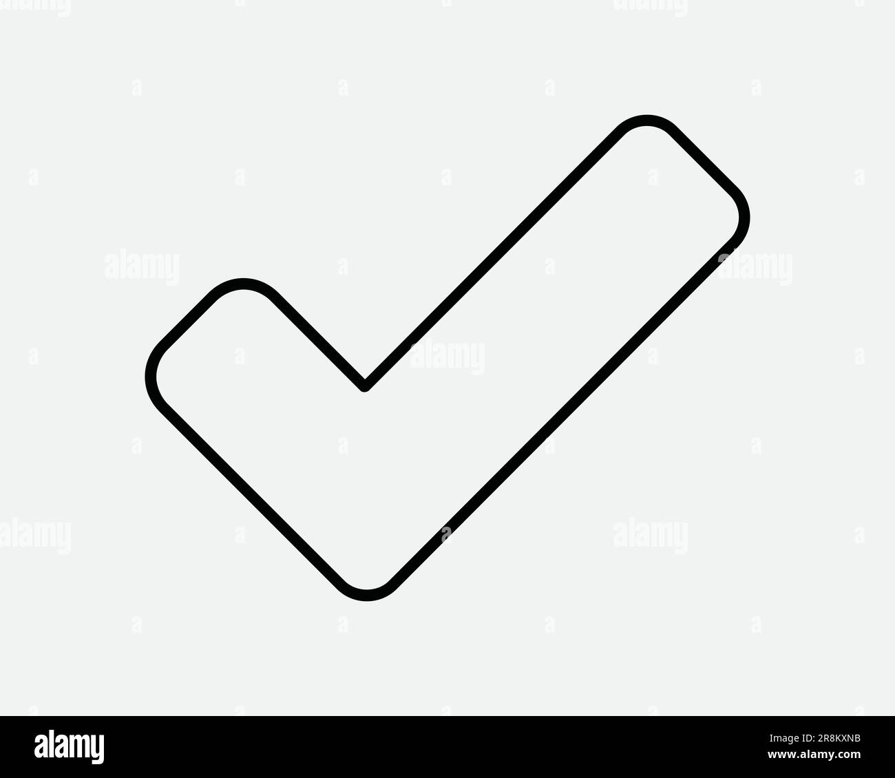 Tick Line Icon. Ok Correct Right Approve Confirm Verify Mark Okay Vote Agree Choice Pass. Black White Sign Symbol Artwork Graphic Clipart EPS Vector Stock Vector