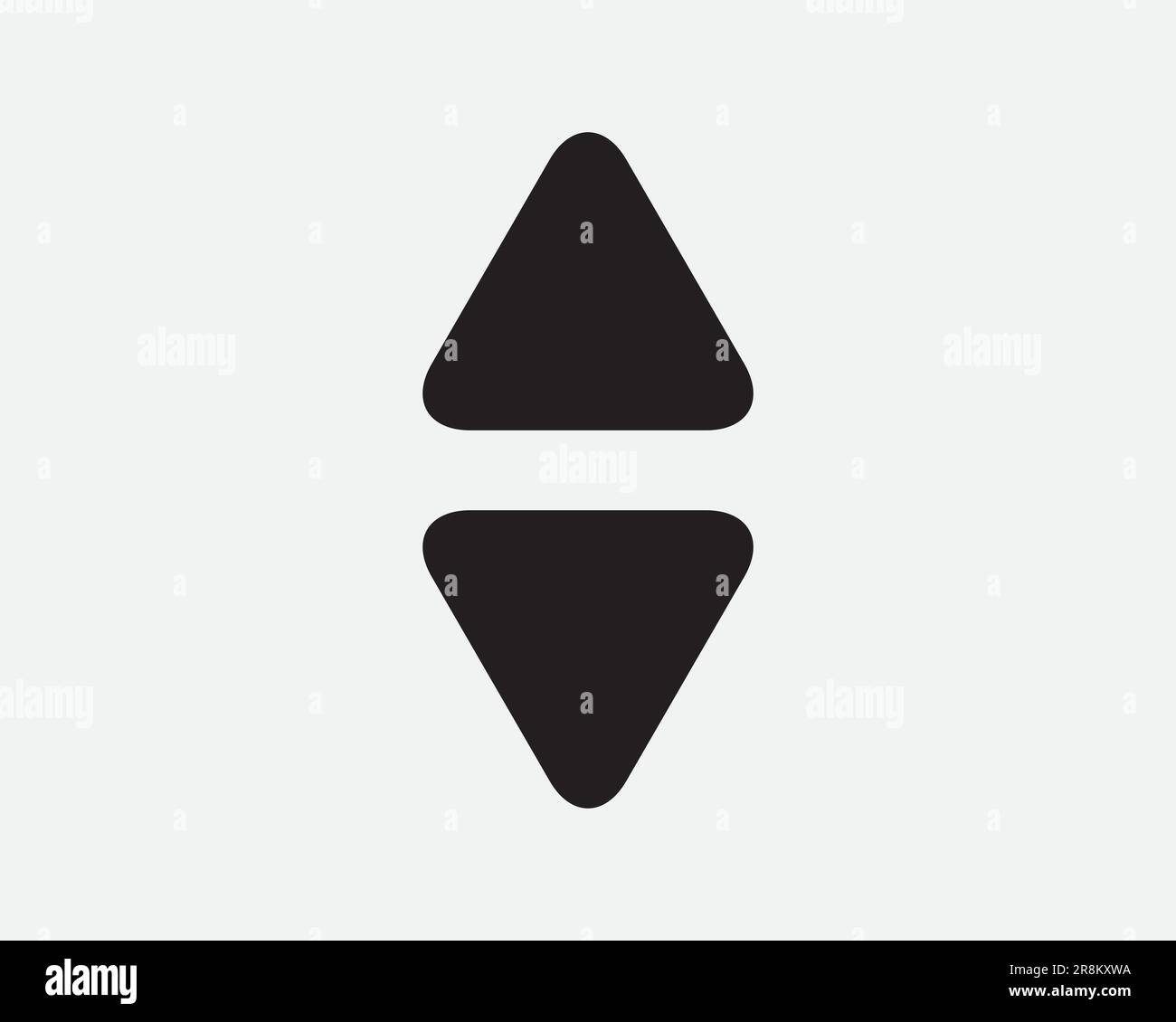 Up Down Triangle Arrow Icon Lift Elevator Button Direction Navigation Front Back. Black and White Sign Symbol Illustration Artwork Clipart EPS Vector Stock Vector