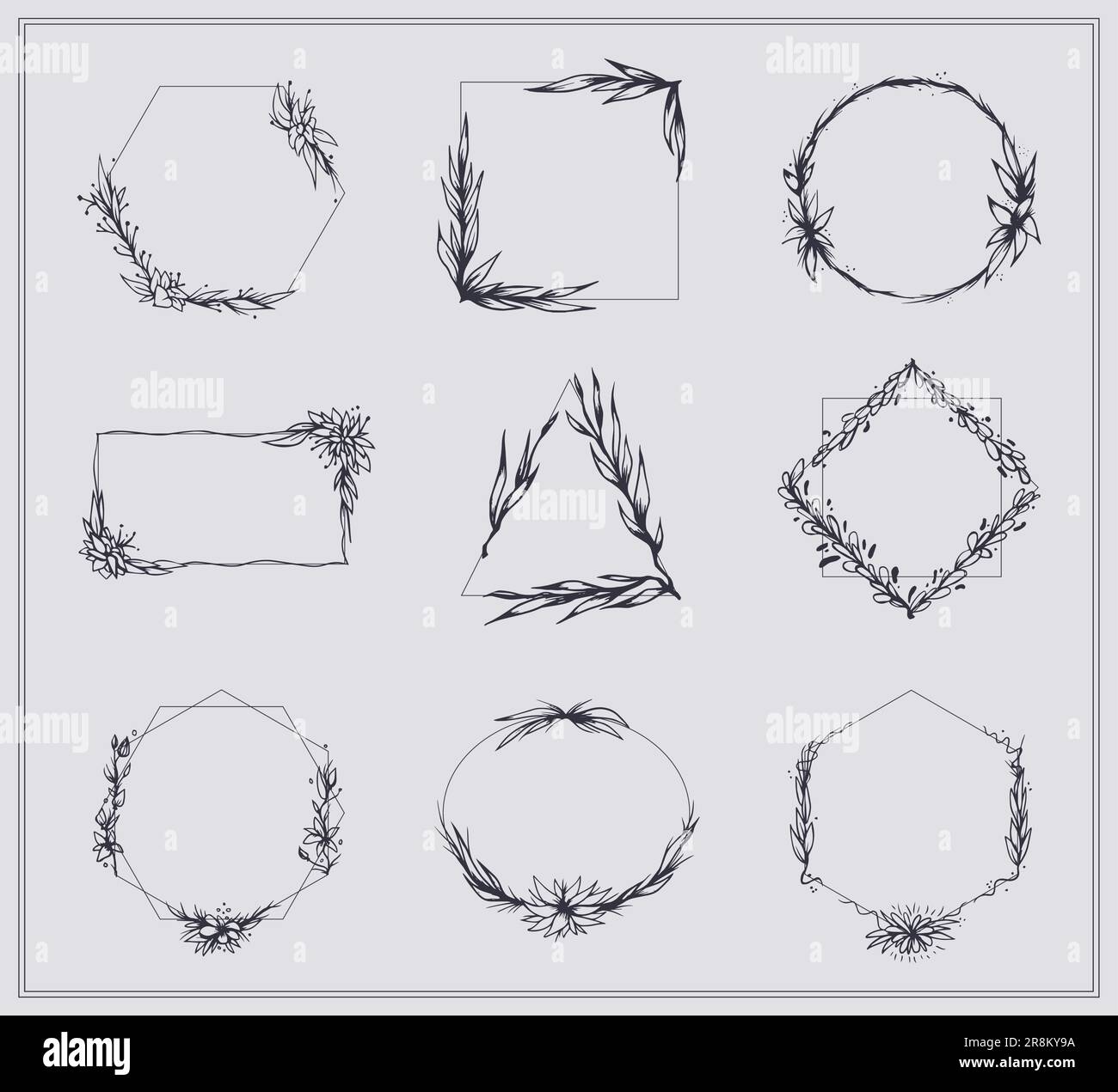 Round wreath black branches Stock Vector Images - Alamy