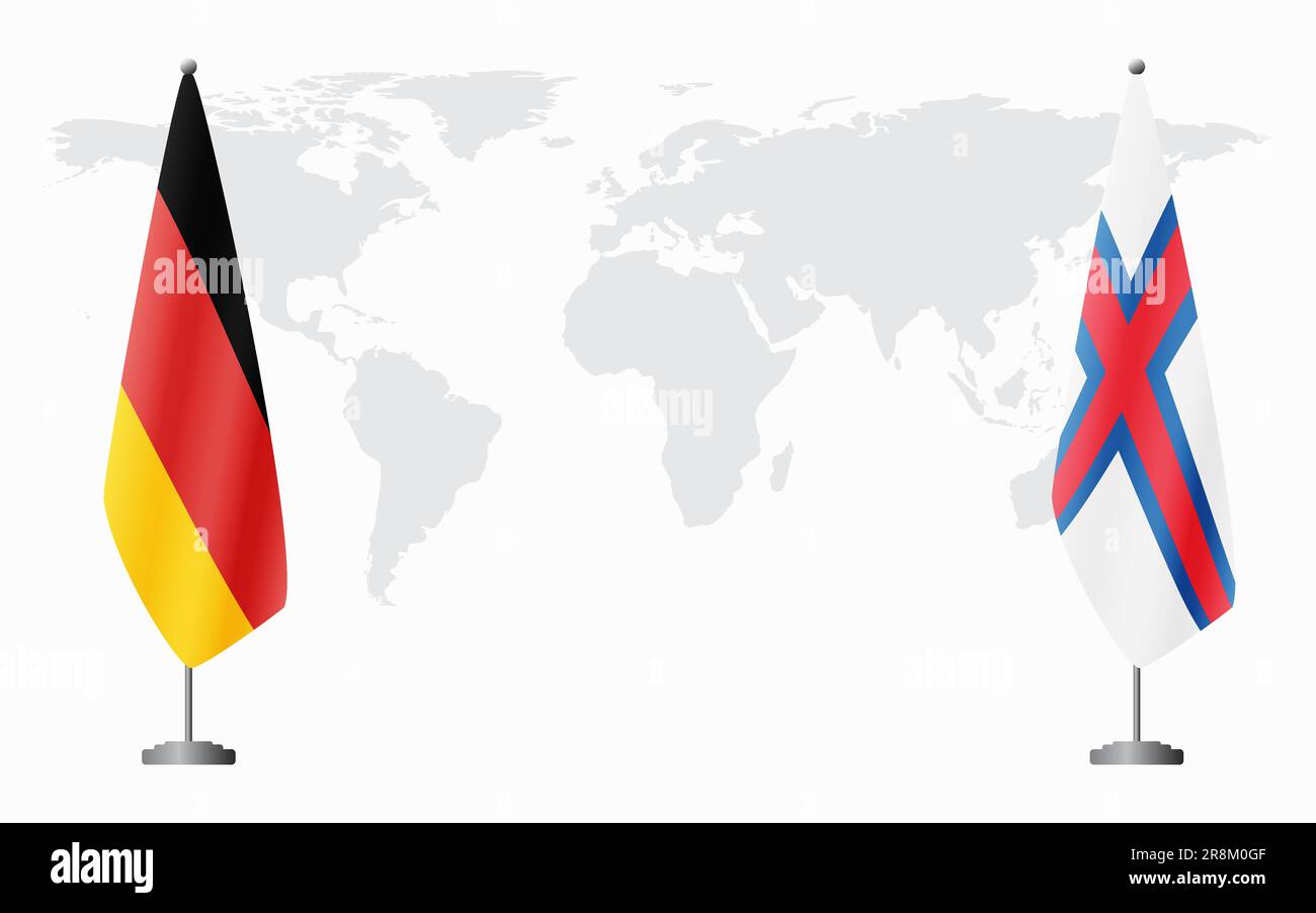 Germany and Faroe Islands flags for official meeting against background of world map. Stock Vector