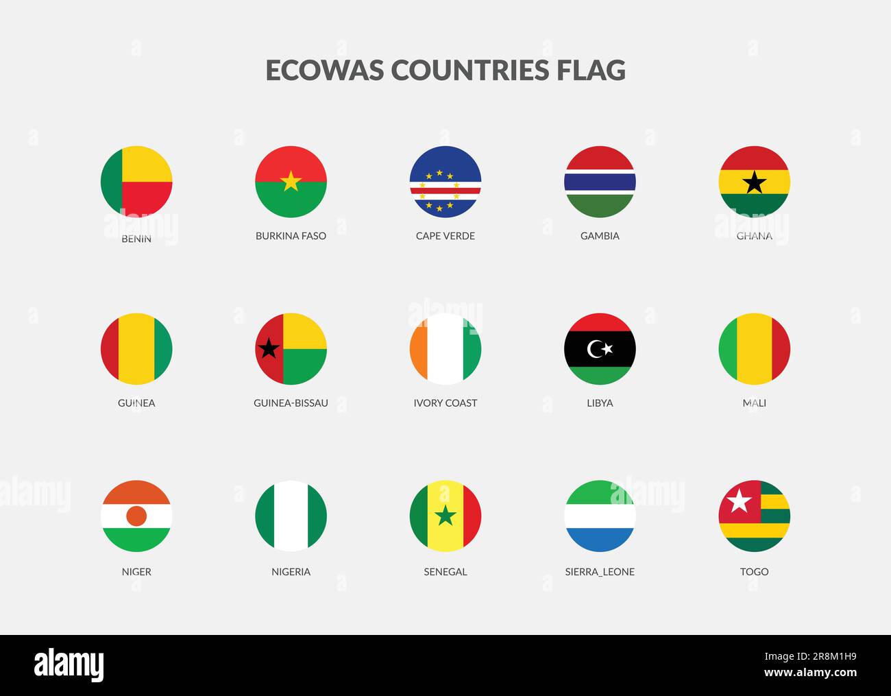 ECOWAS Countries flag icons collection Stock Vector