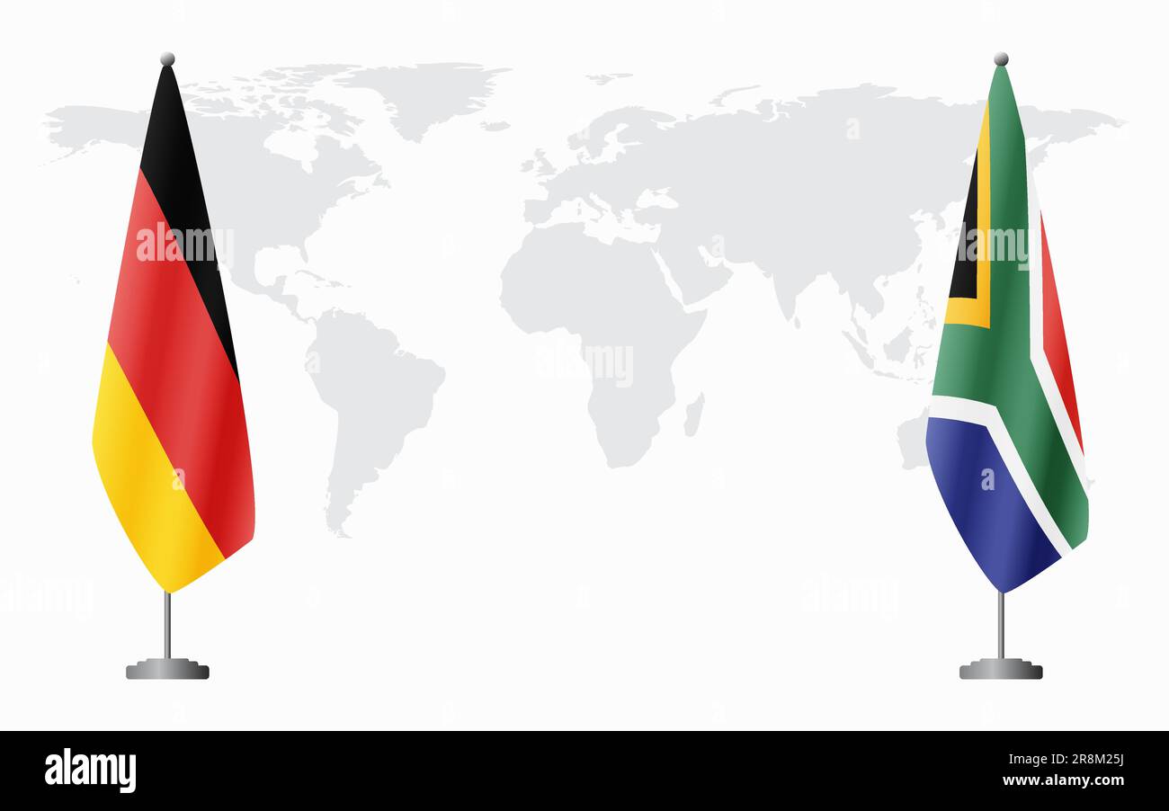 Germany and South Africa flags for official meeting against background