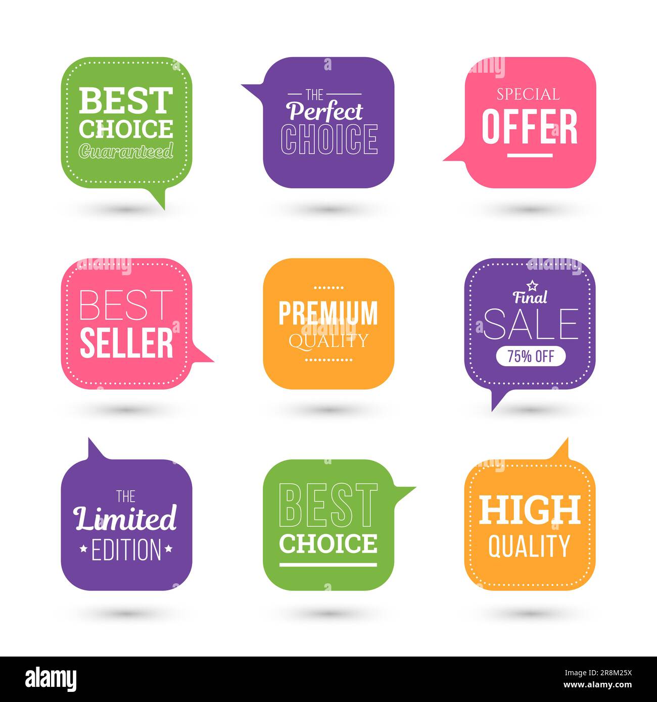 Sale quality flat badges set Stock Vector
