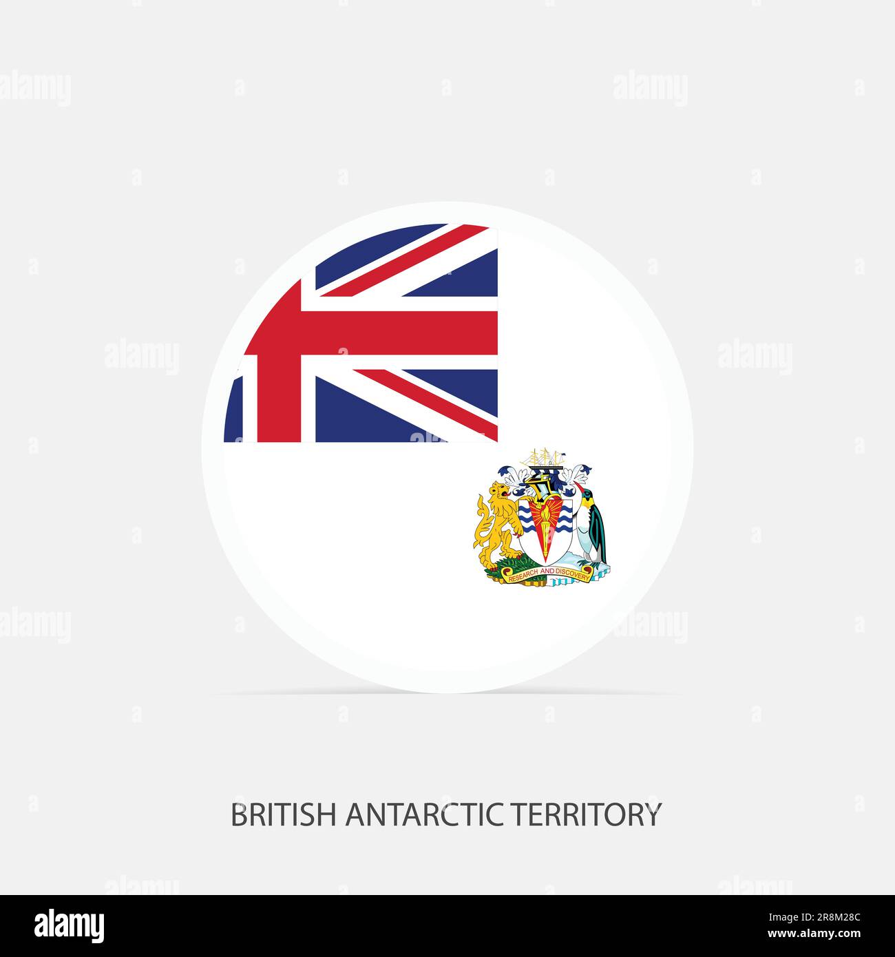 British Antarctic Territory round flag icon with shadow Stock Vector