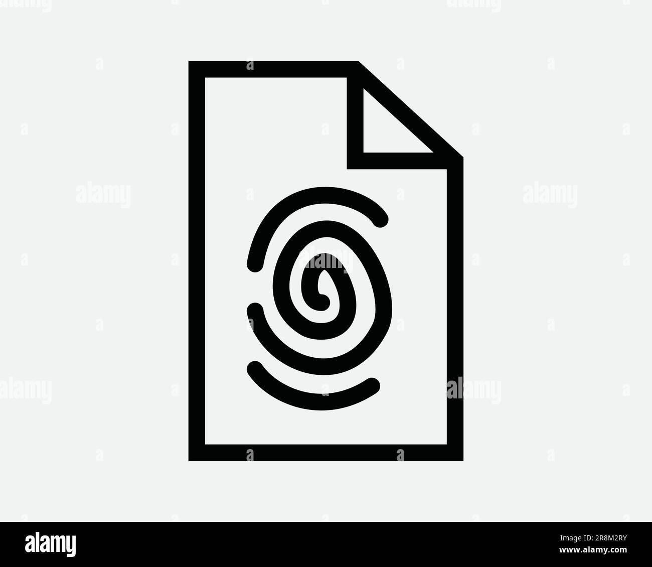 Fingerprint File Icon. Secured File Document Classified Protection Privacy ID Biometric. Black White Sign Symbol Artwork Graphic Clipart EPS Vector Stock Vector