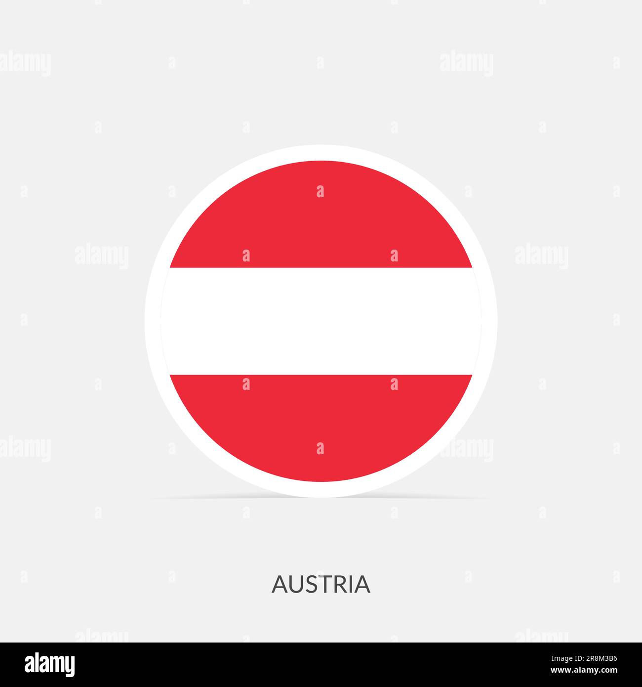 Austria round flag icon with shadow. Stock Vector