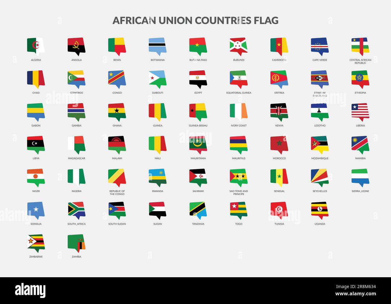 African Union Countries flag chat icons set Stock Vector