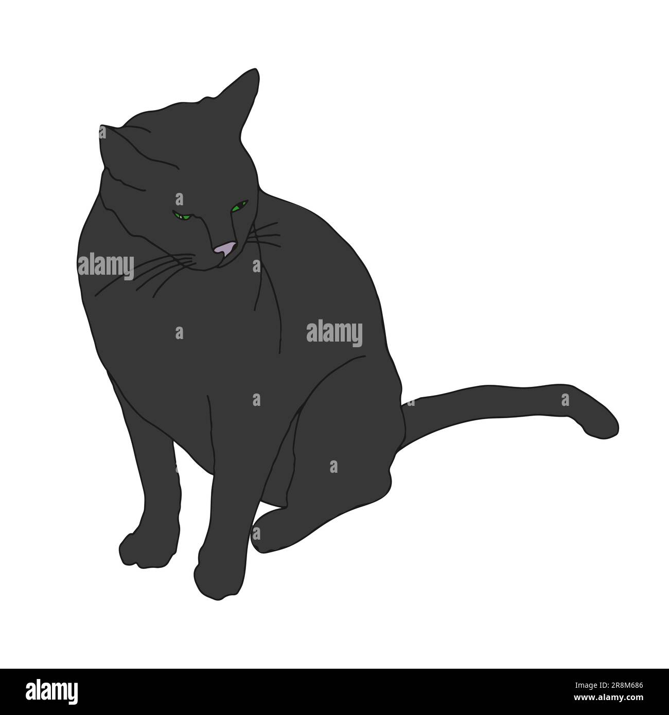 black cat on a white background Stock Vector