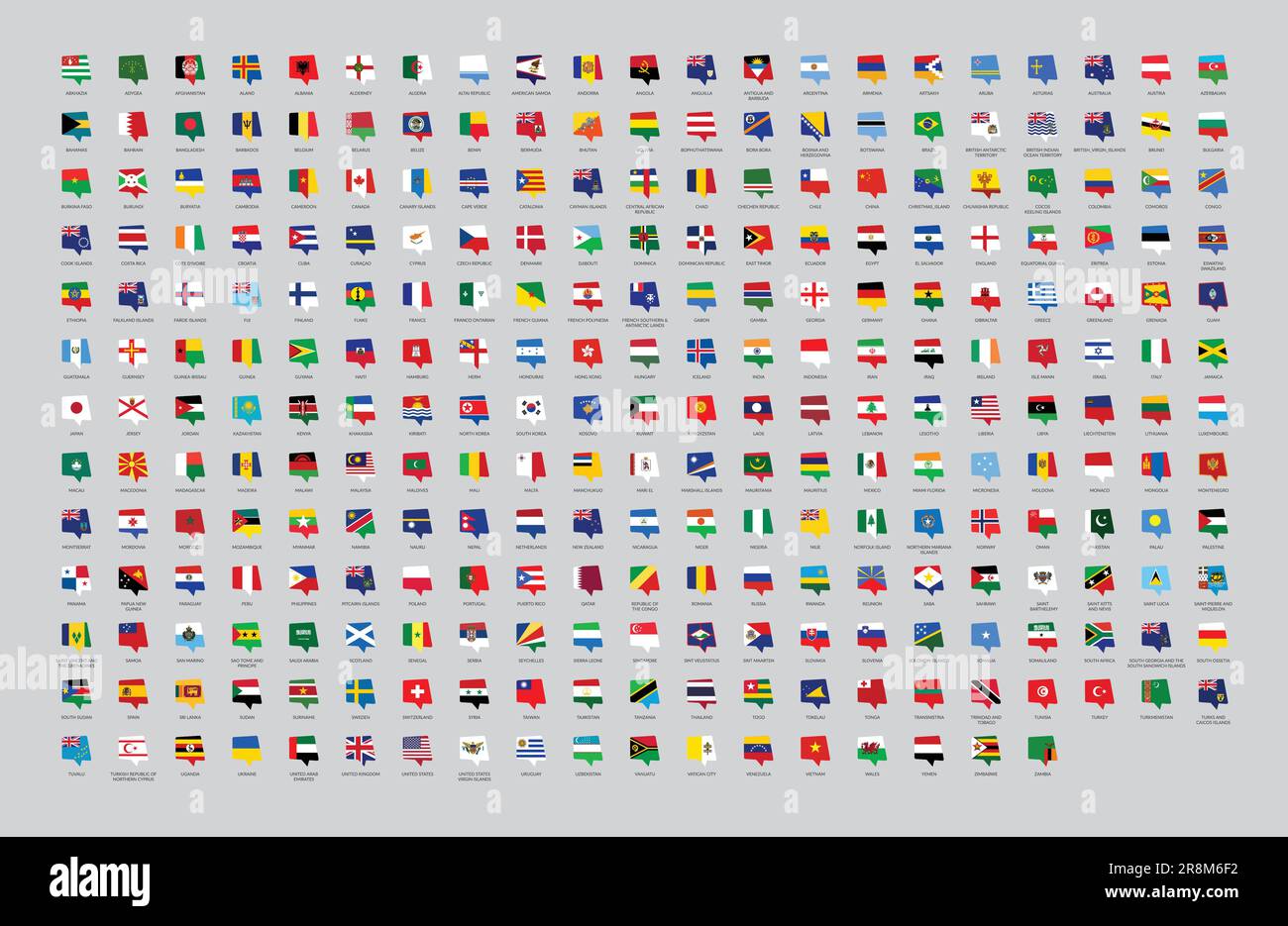 World all countries flag chat icons set Stock Vector