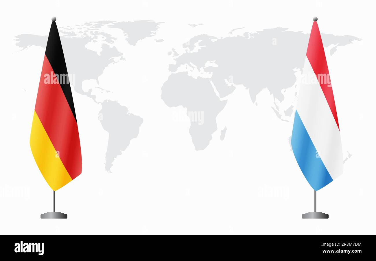 Germany and Luxembourg flags for official meeting against background of