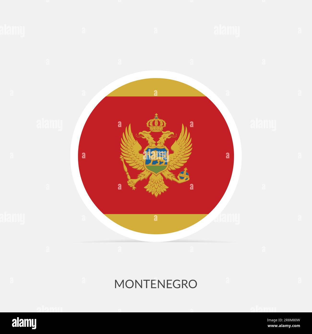Montenegro round flag icon with shadow. Stock Vector