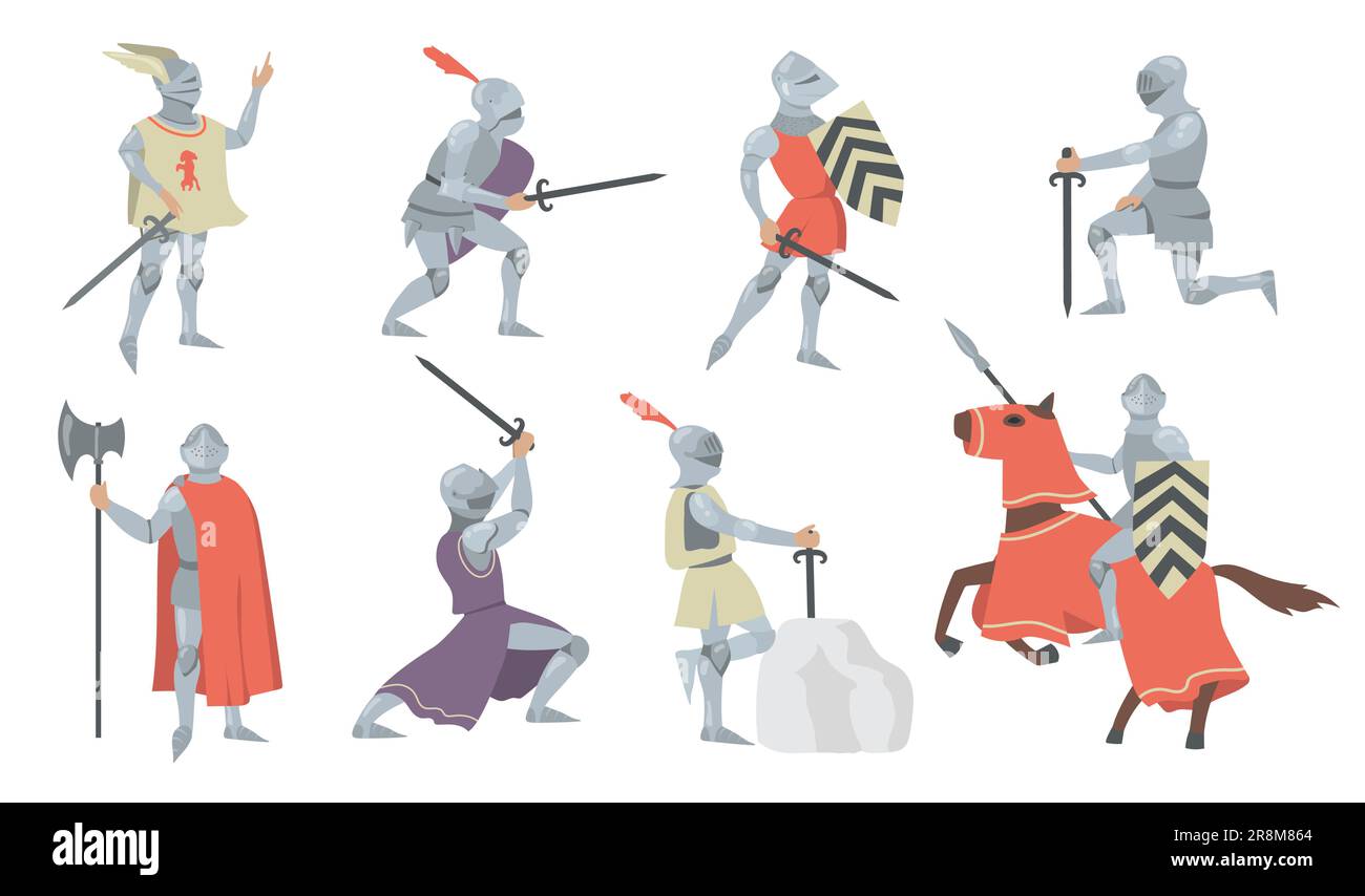Various medieval knights flat icon set Stock Vector Image & Art - Alamy