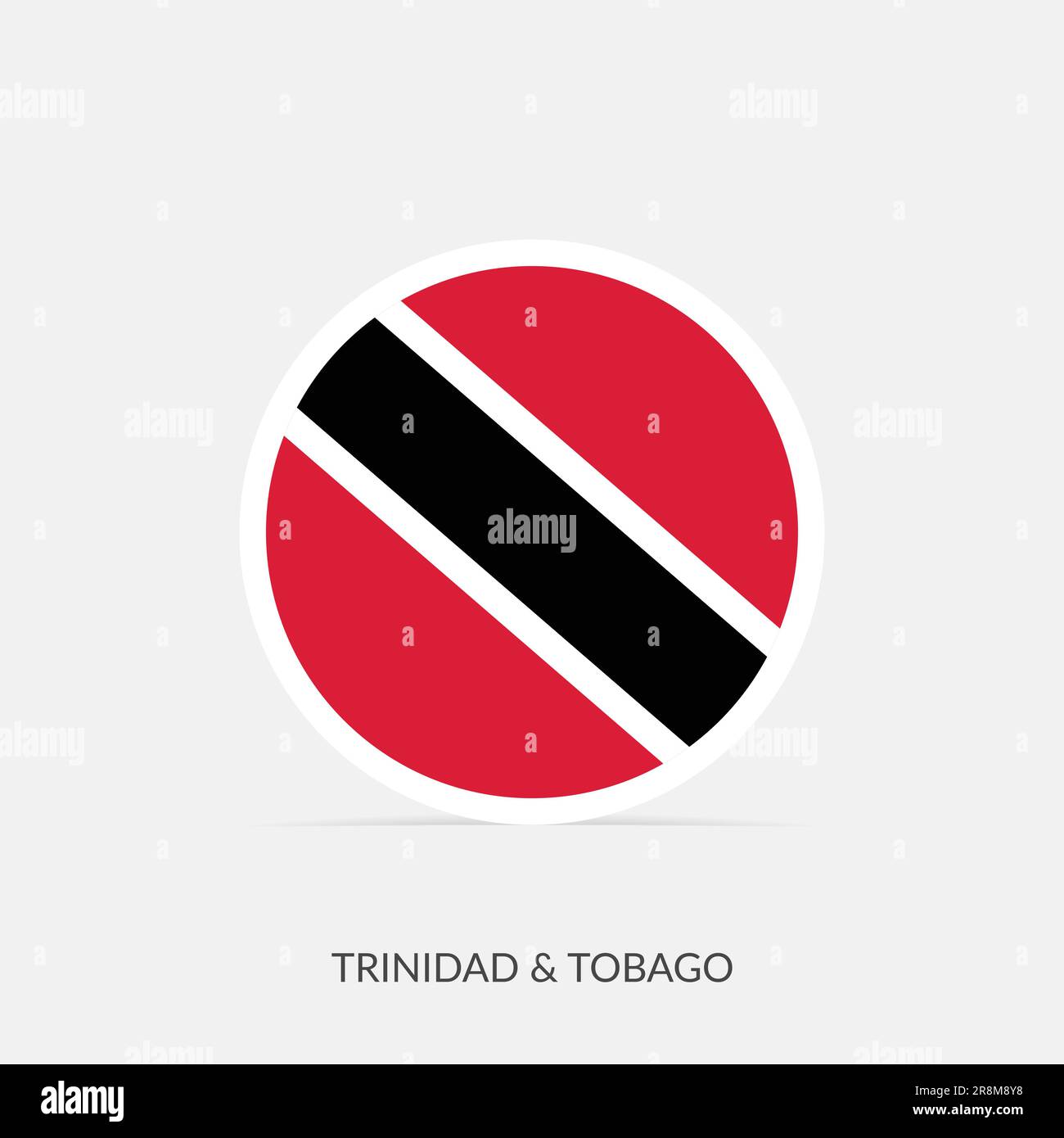 Trinidad & Tobago round flag icon with shadow. Stock Vector