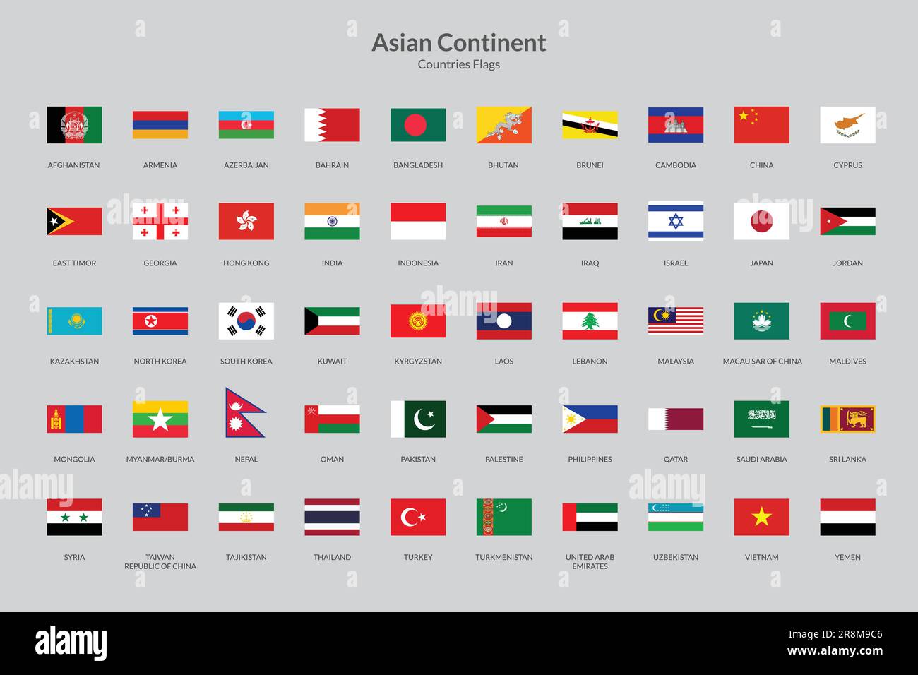 Asian Continent Rectangle flag icon Stock Vector