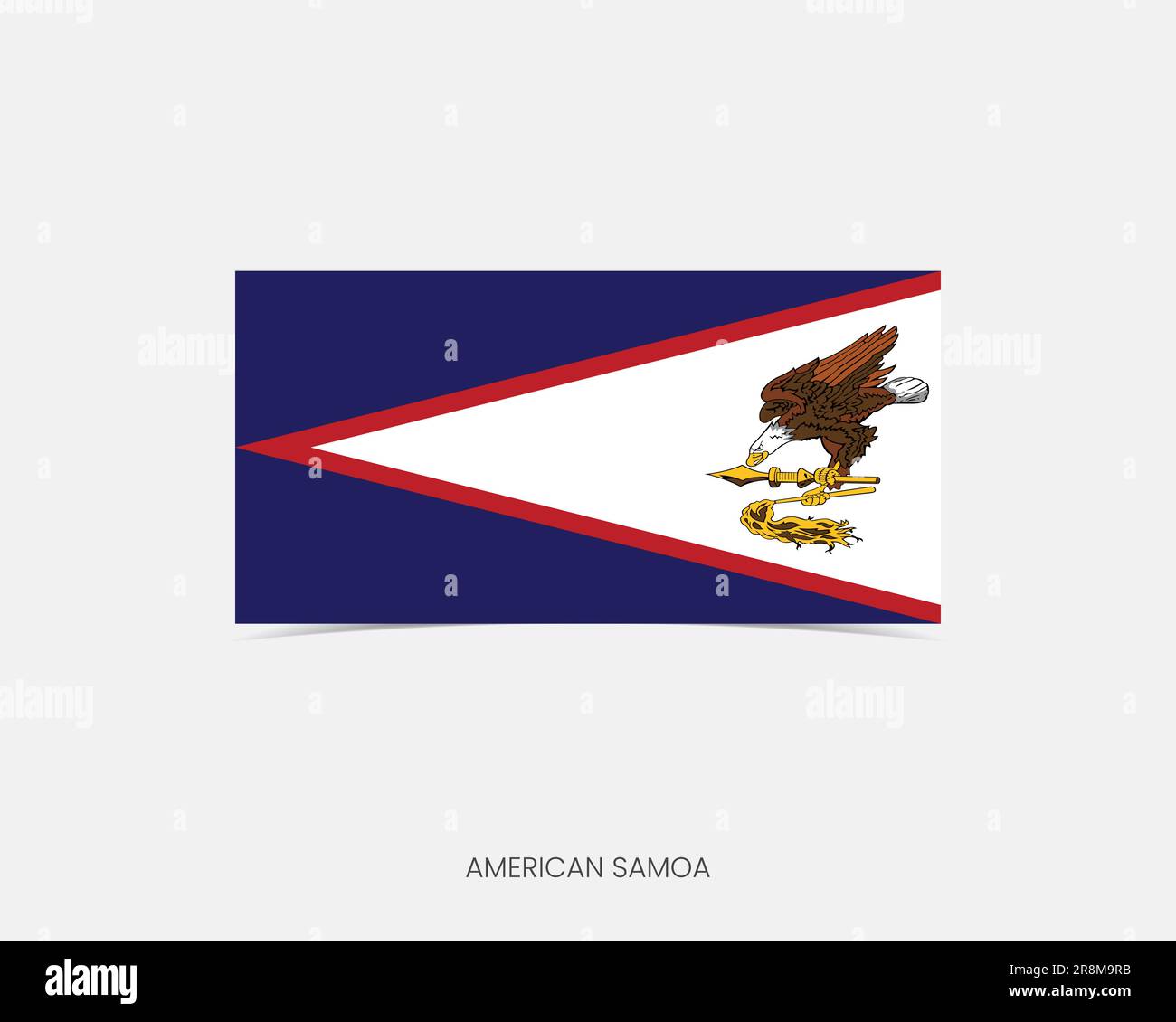 American Samoa Rectangle flag icon with shadow. Stock Vector