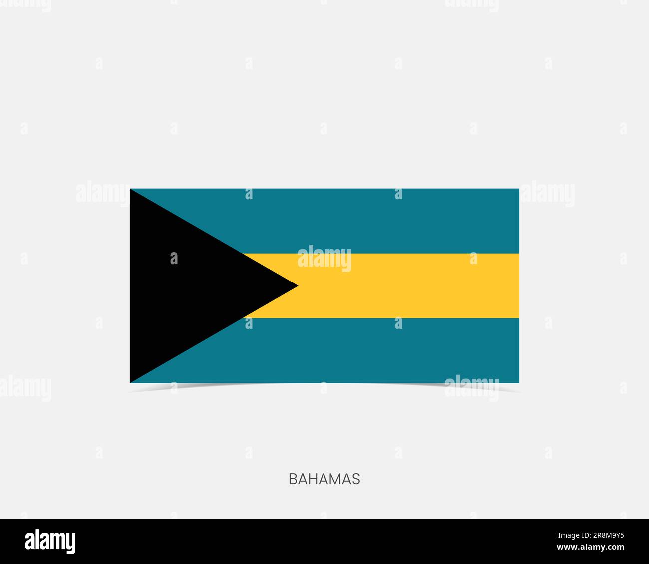 Bahamas Rectangle flag icon with shadow. Stock Vector