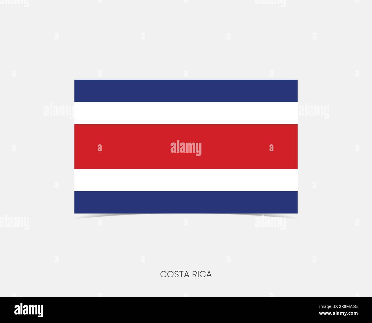 Costa Rica Rectangle flag icon with shadow. Stock Vector