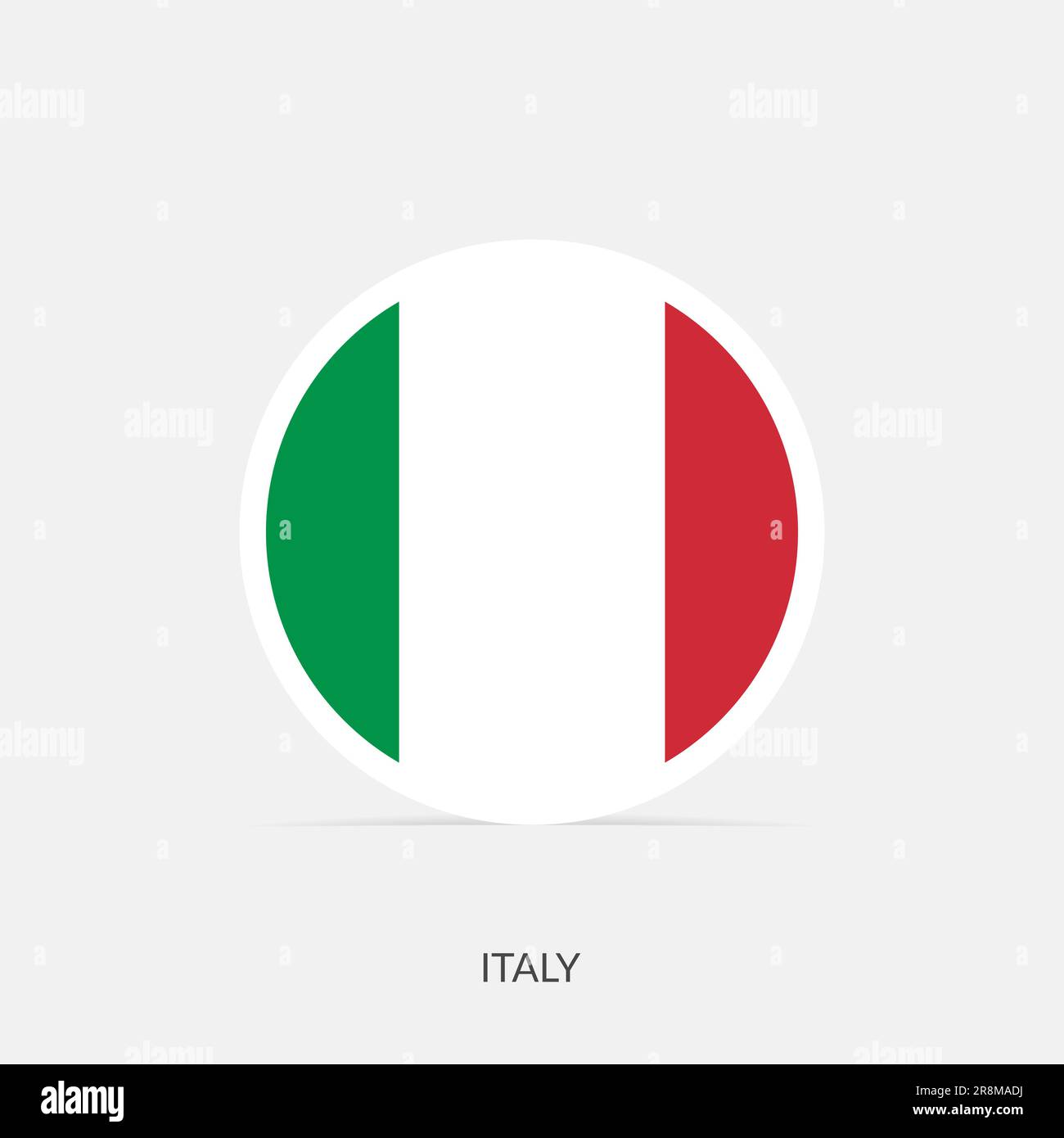 Italy round flag icon with shadow. Stock Vector