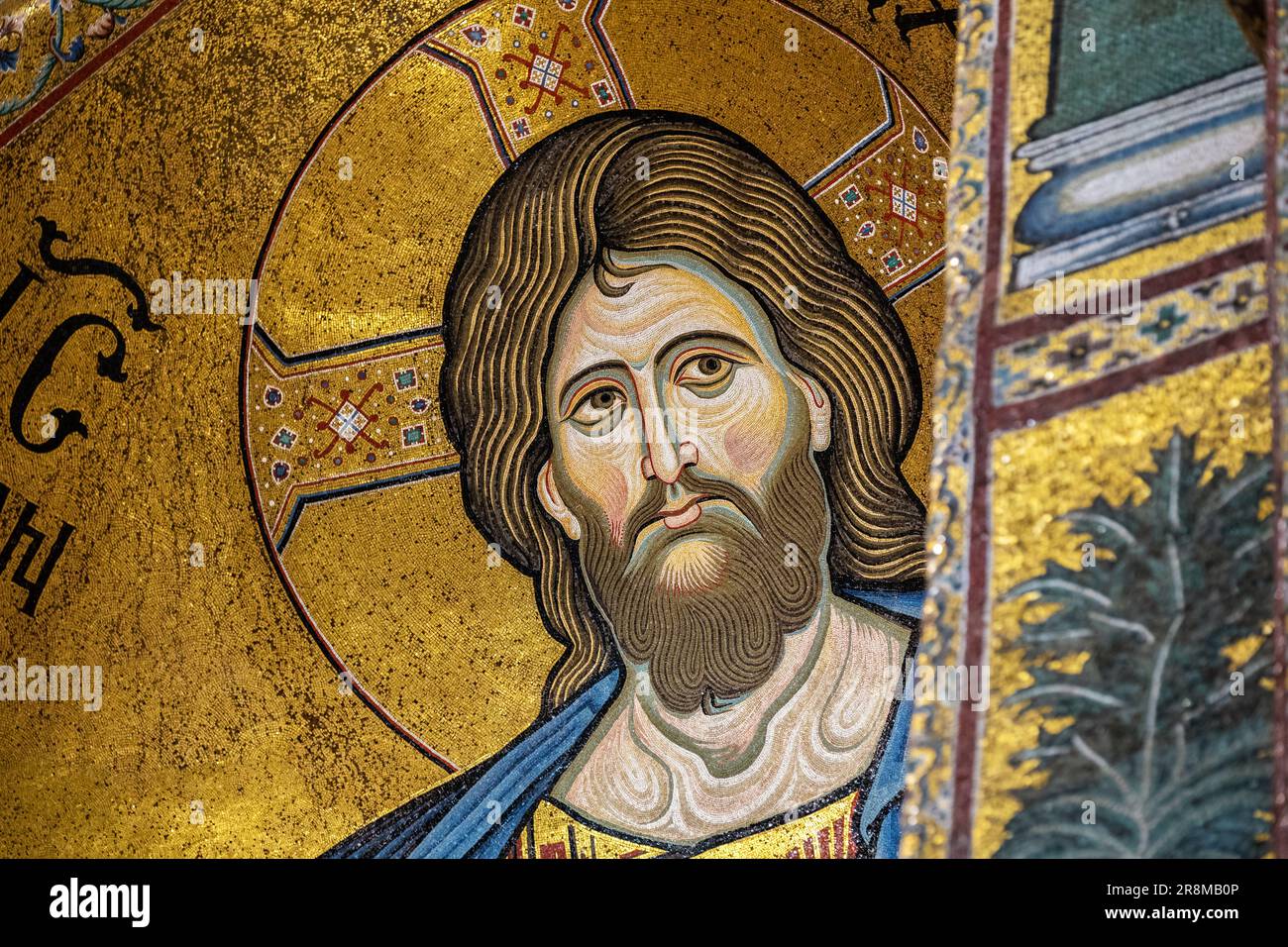 The Christ Pantocrator mosaic in Cathedral of Monreale (Duomo di Monreale). Monreale, Sicily, Italy Stock Photo