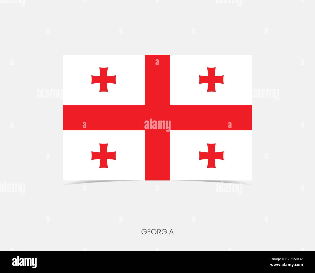 Georgia Rectangle flag icon with shadow. Stock Vector
