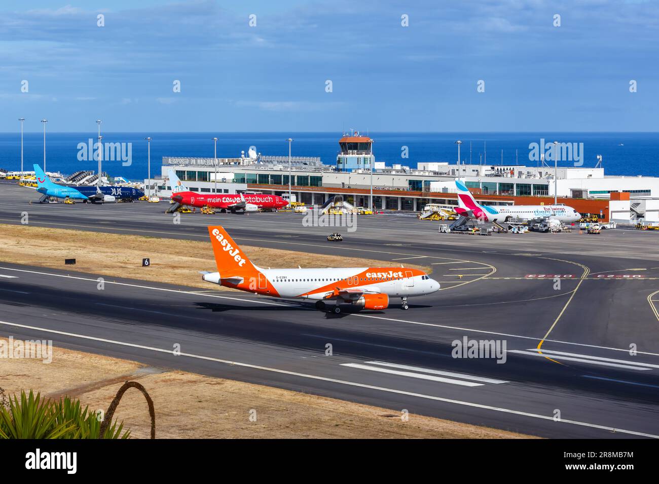 Madeira, Portugal - September 13, 2022: EasyJet Airbus A319 airplane at Madeira Airport (FNC) in Portugal. Stock Photo