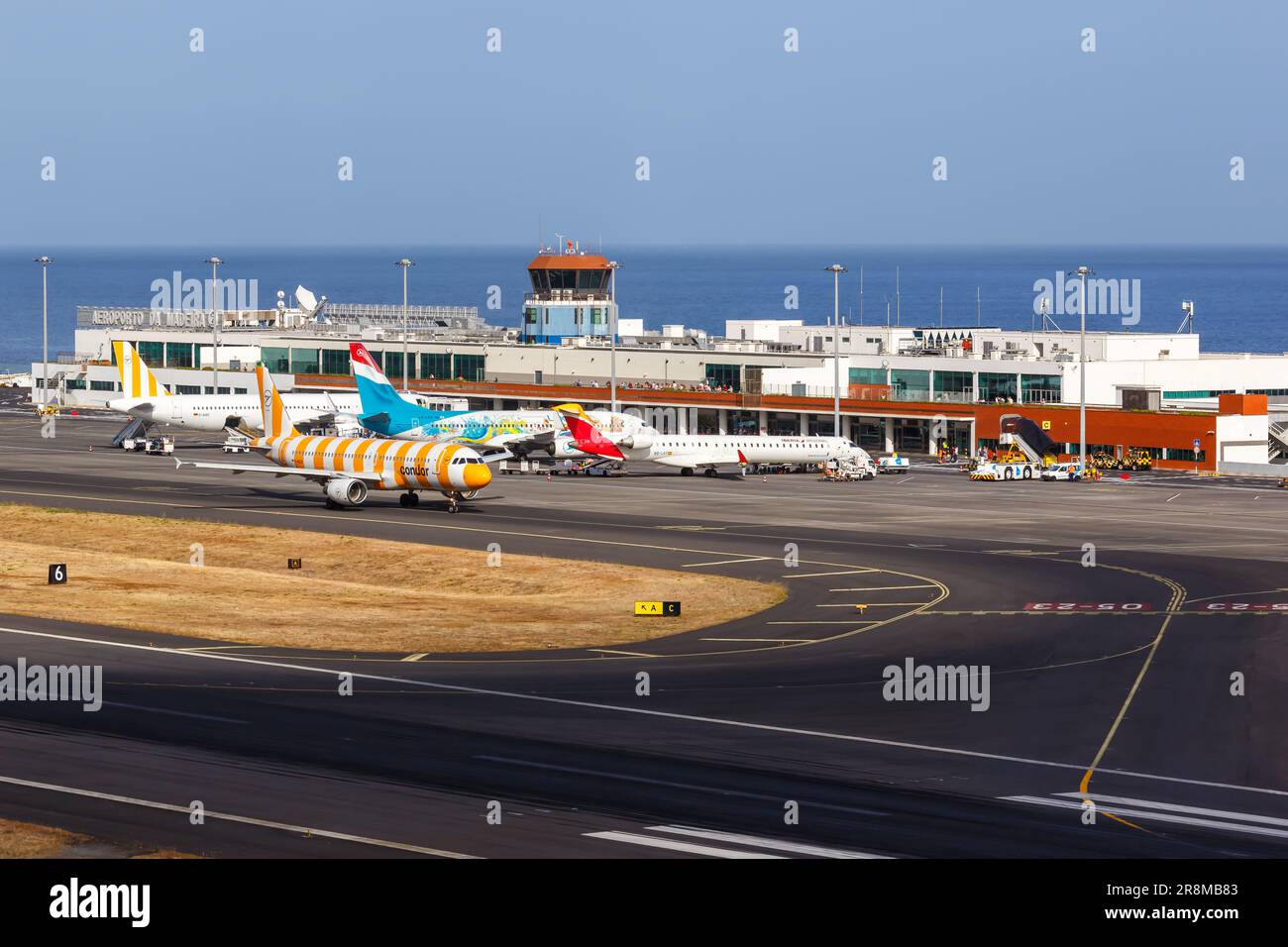 Madeira, Portugal - September 12, 2022: Airplanes at Madeira Airport (FNC) in Portugal. Stock Photo