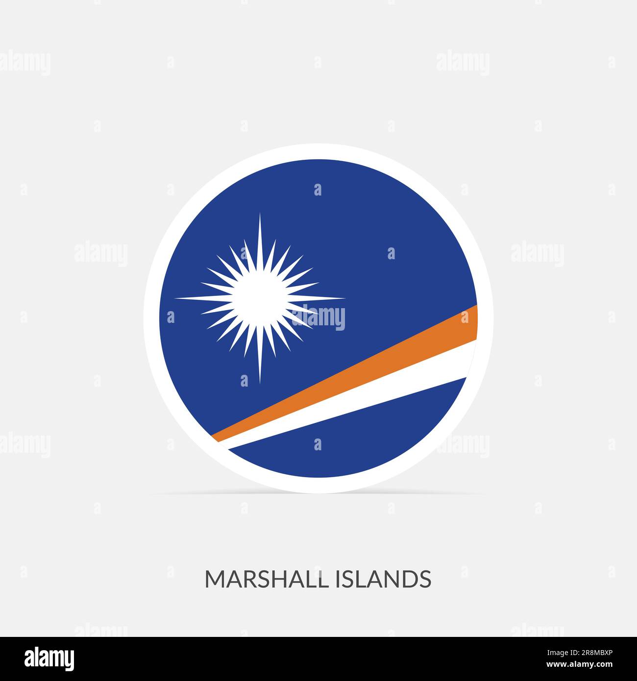 Marshall Islands round flag icon with shadow. Stock Vector