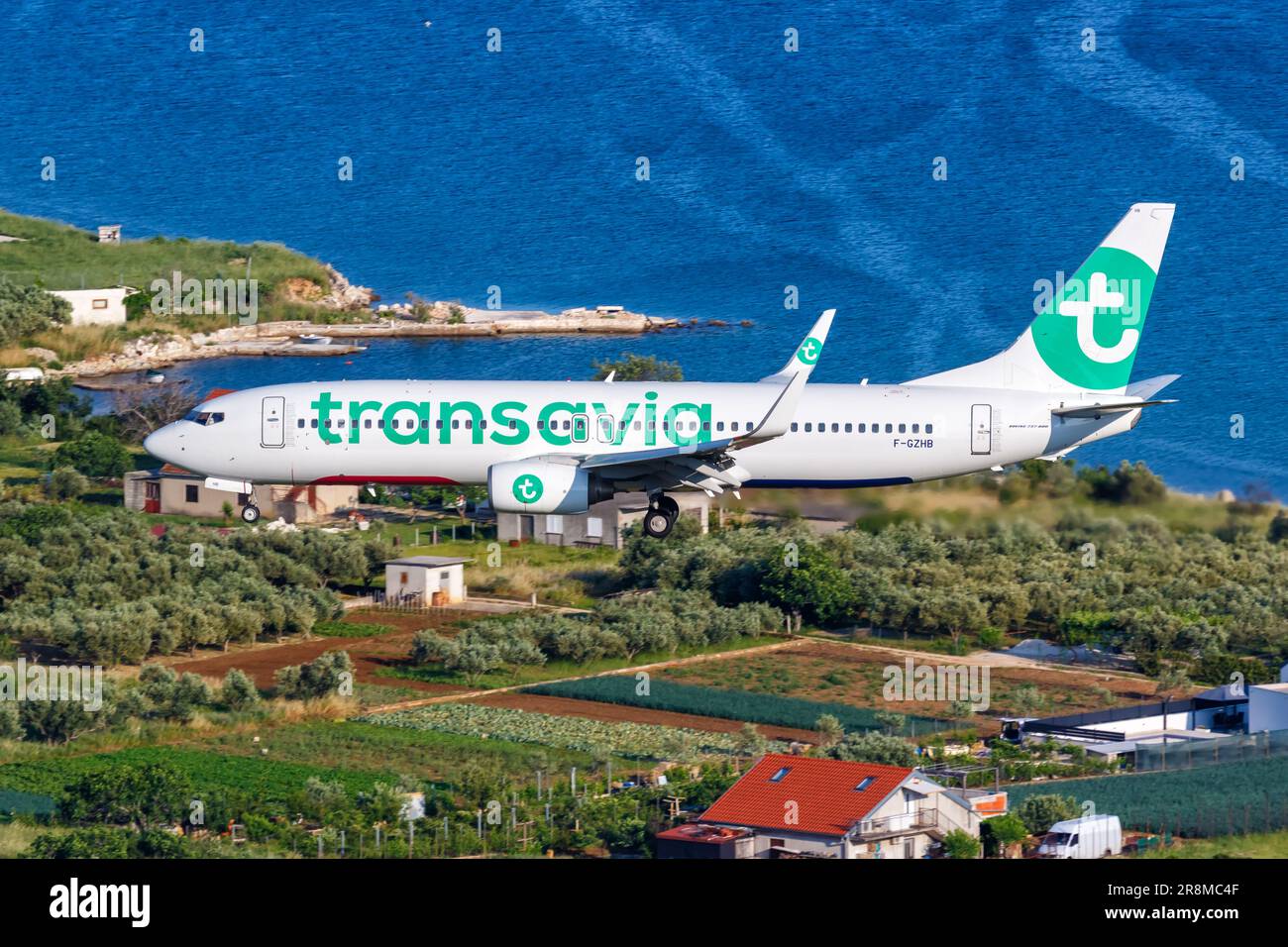 Split, Croatia - May 28, 2023: Transavia Boeing 737-800 airplane at Split Airport (SPU) in Croatia. Stock Photo