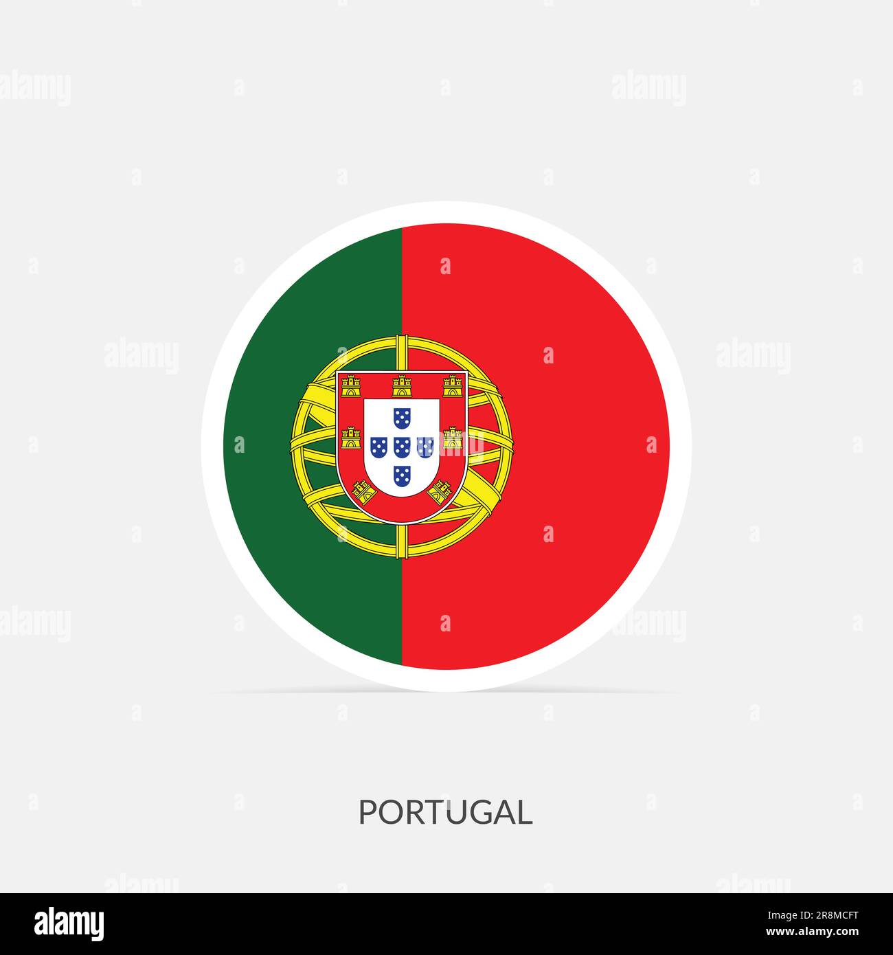 Portugal Round Flag Icon With Shadow Stock Vector Image Art Alamy
