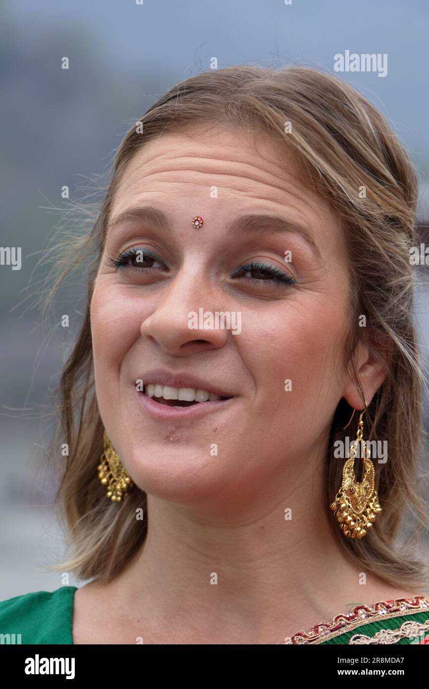 Foreign women showing off their beauty in traditional Indian costumes