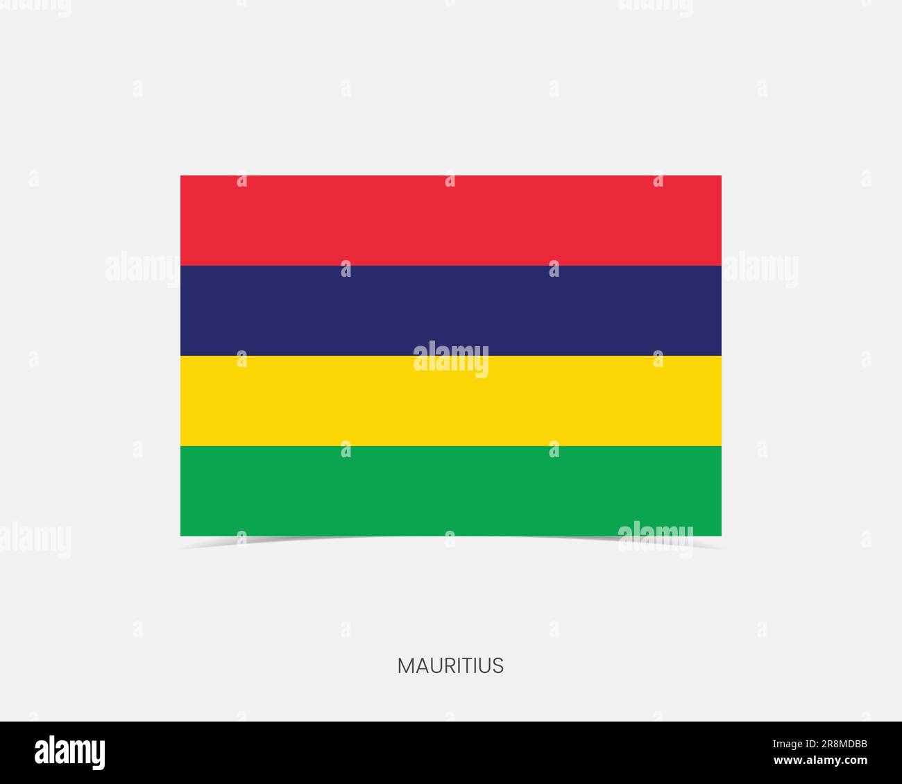 Mauritius Rectangle flag icon with shadow. Stock Vector