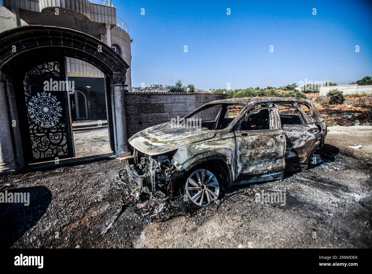 Ramallah, Palestine. 21st June, 2023. A view of burnt Palestinian house