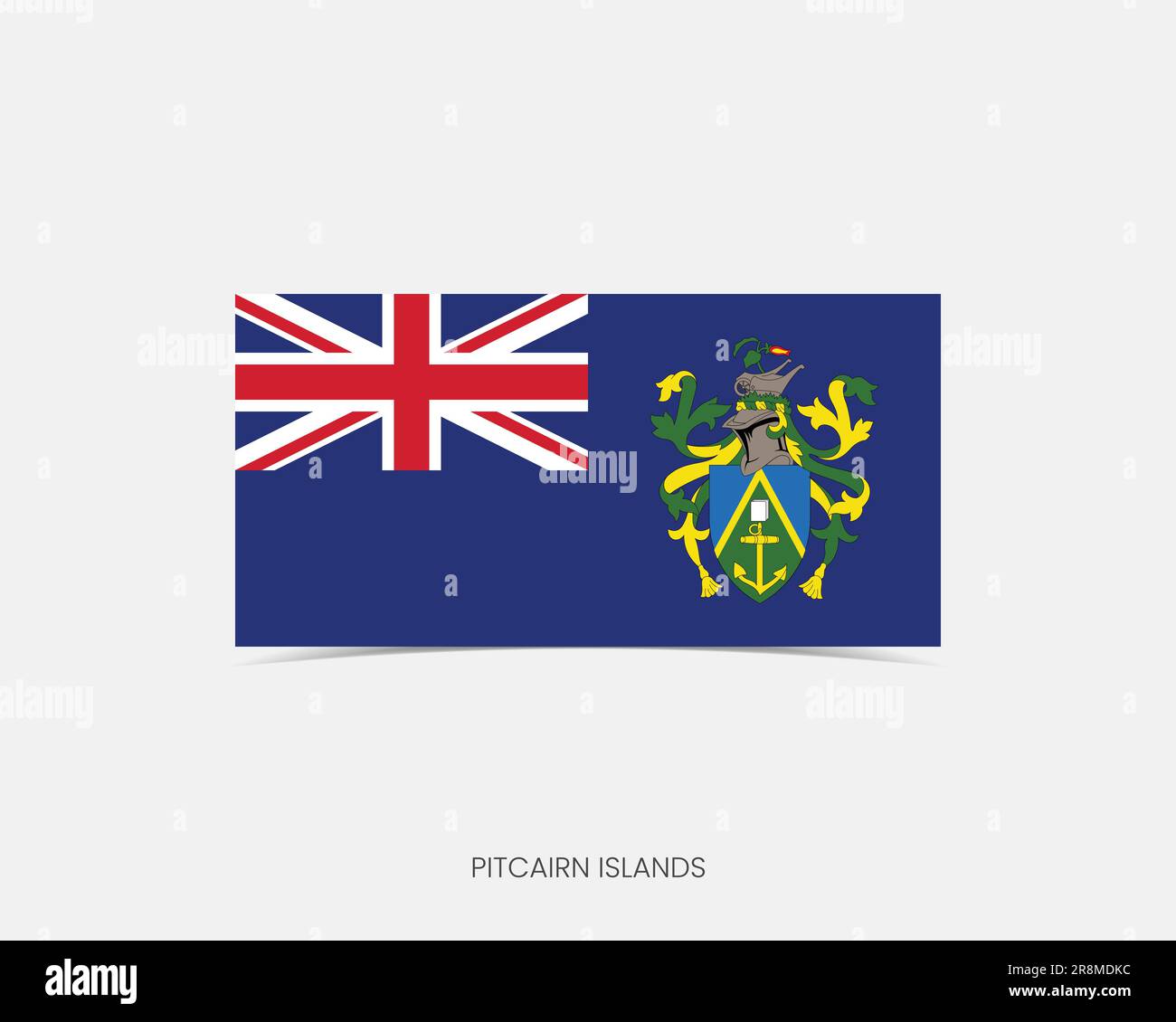 Pitcairn Islands Rectangle flag icon with shadow. Stock Vector